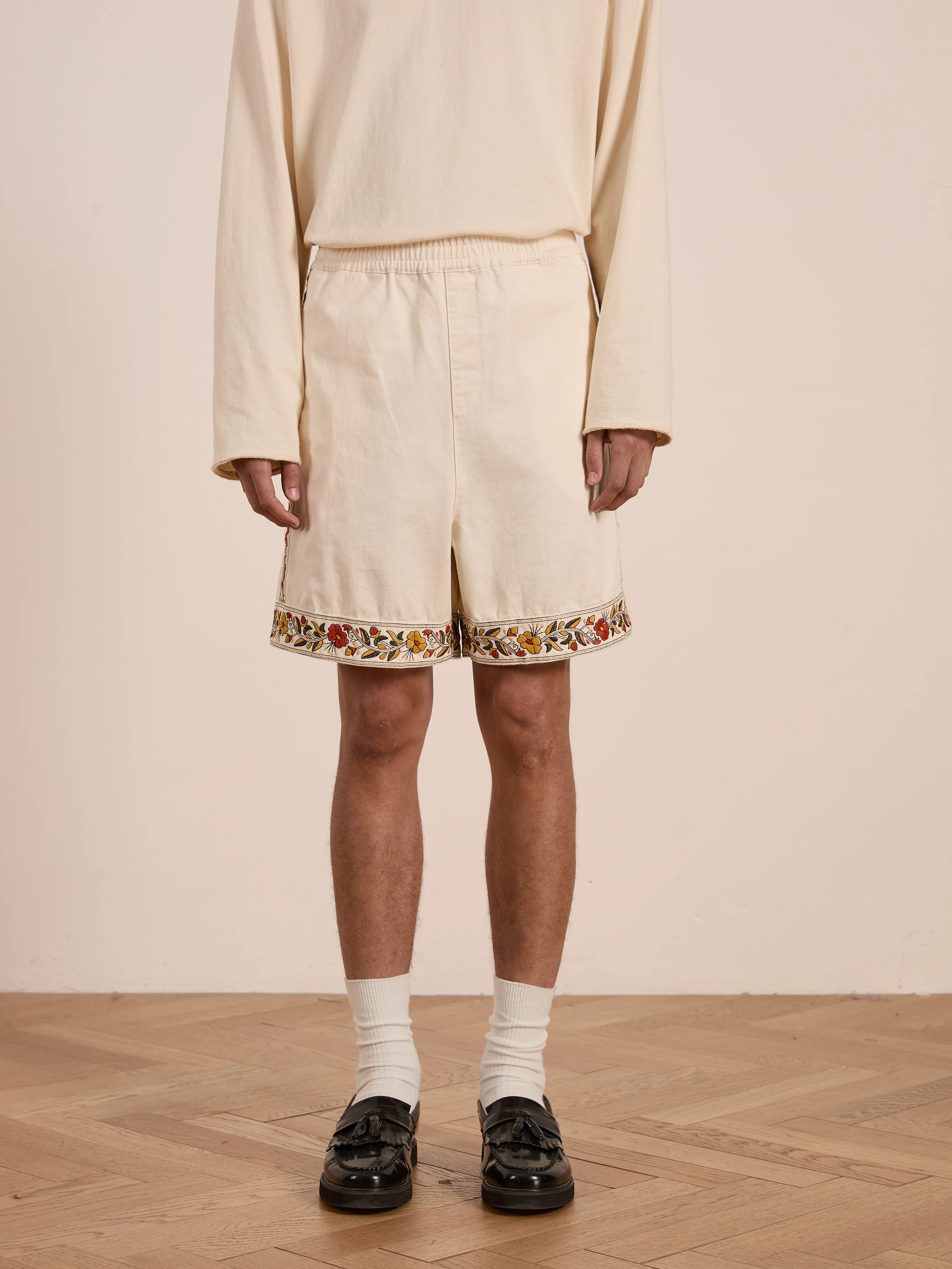 Kantha Floral Work Shorts