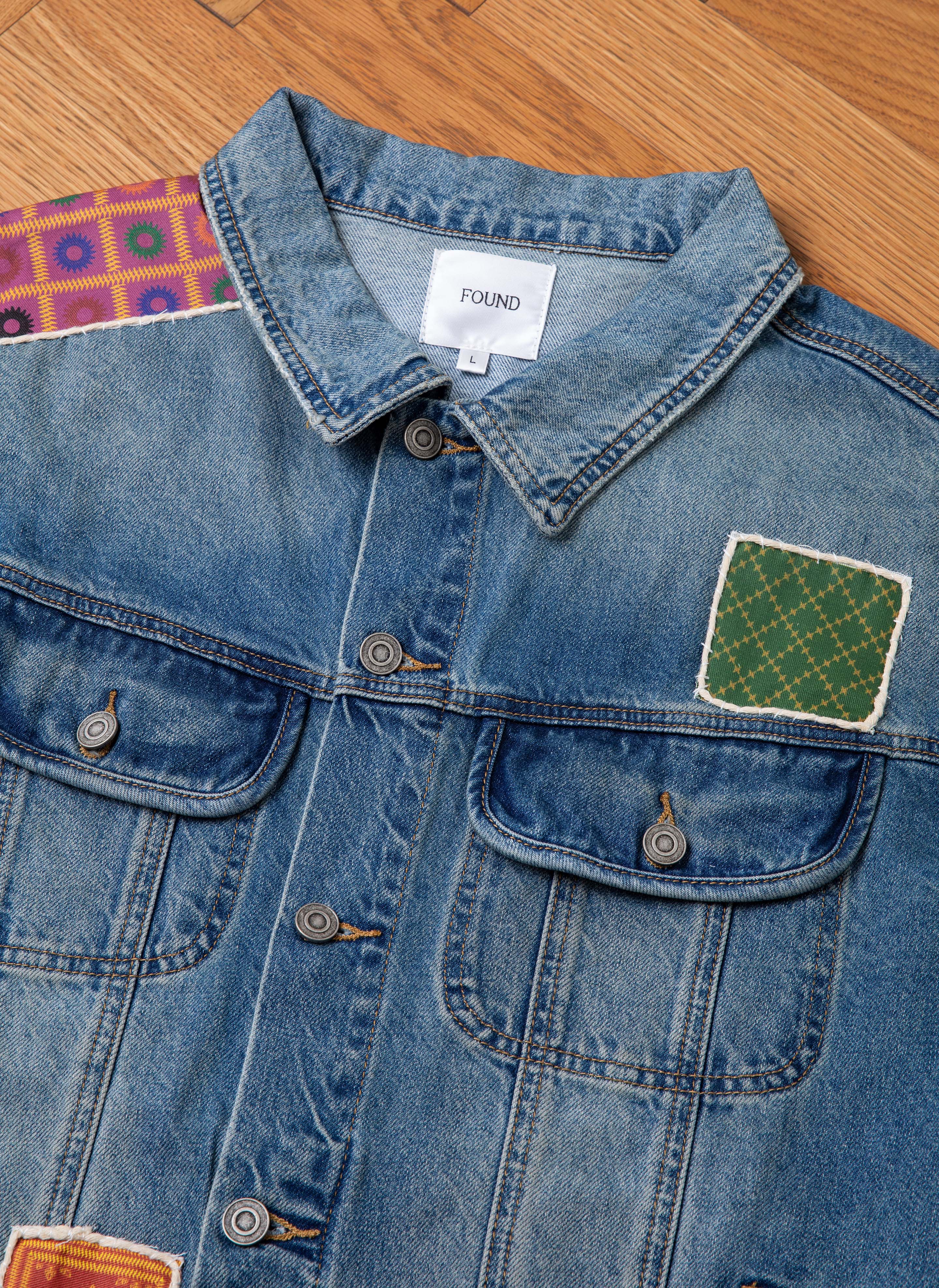 Kantha Patchwork Denim Trucker Jacket - Image 10