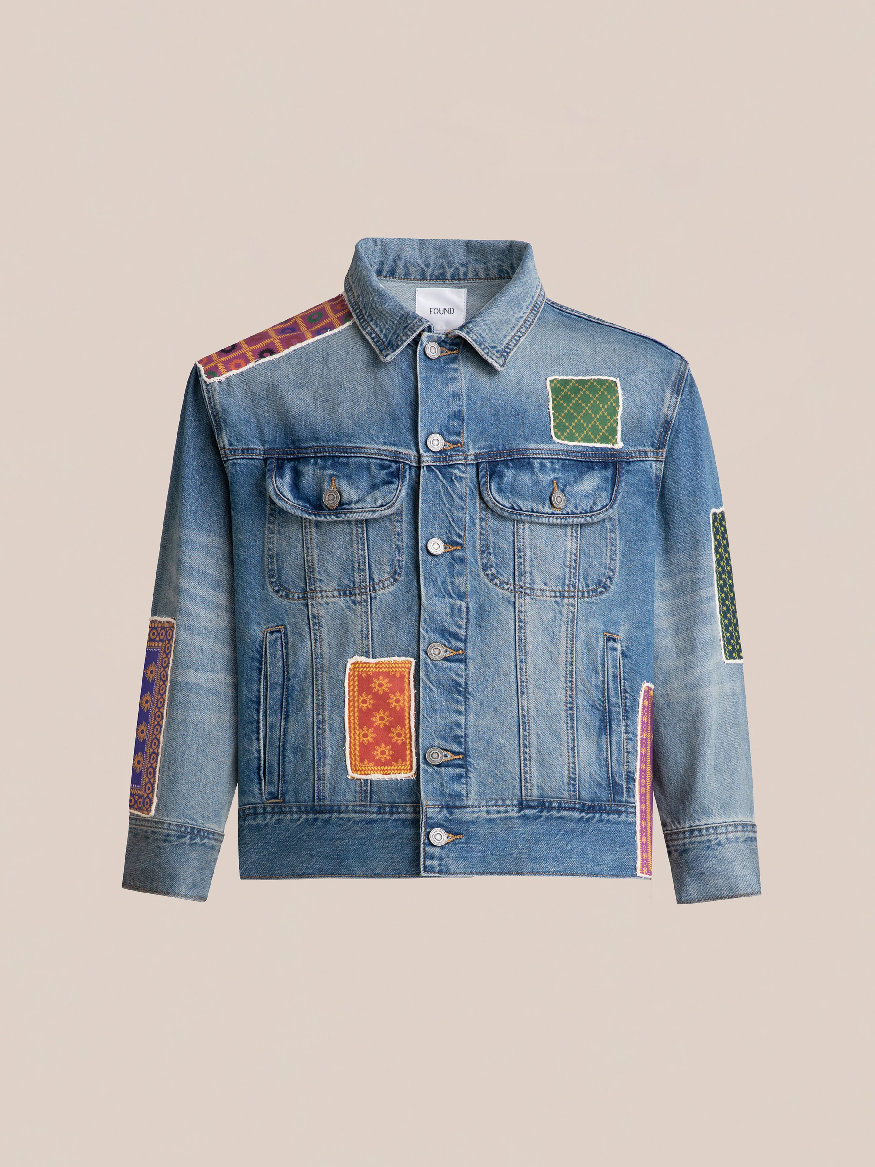 Kantha Patchwork Denim Trucker Jacket - Image 5