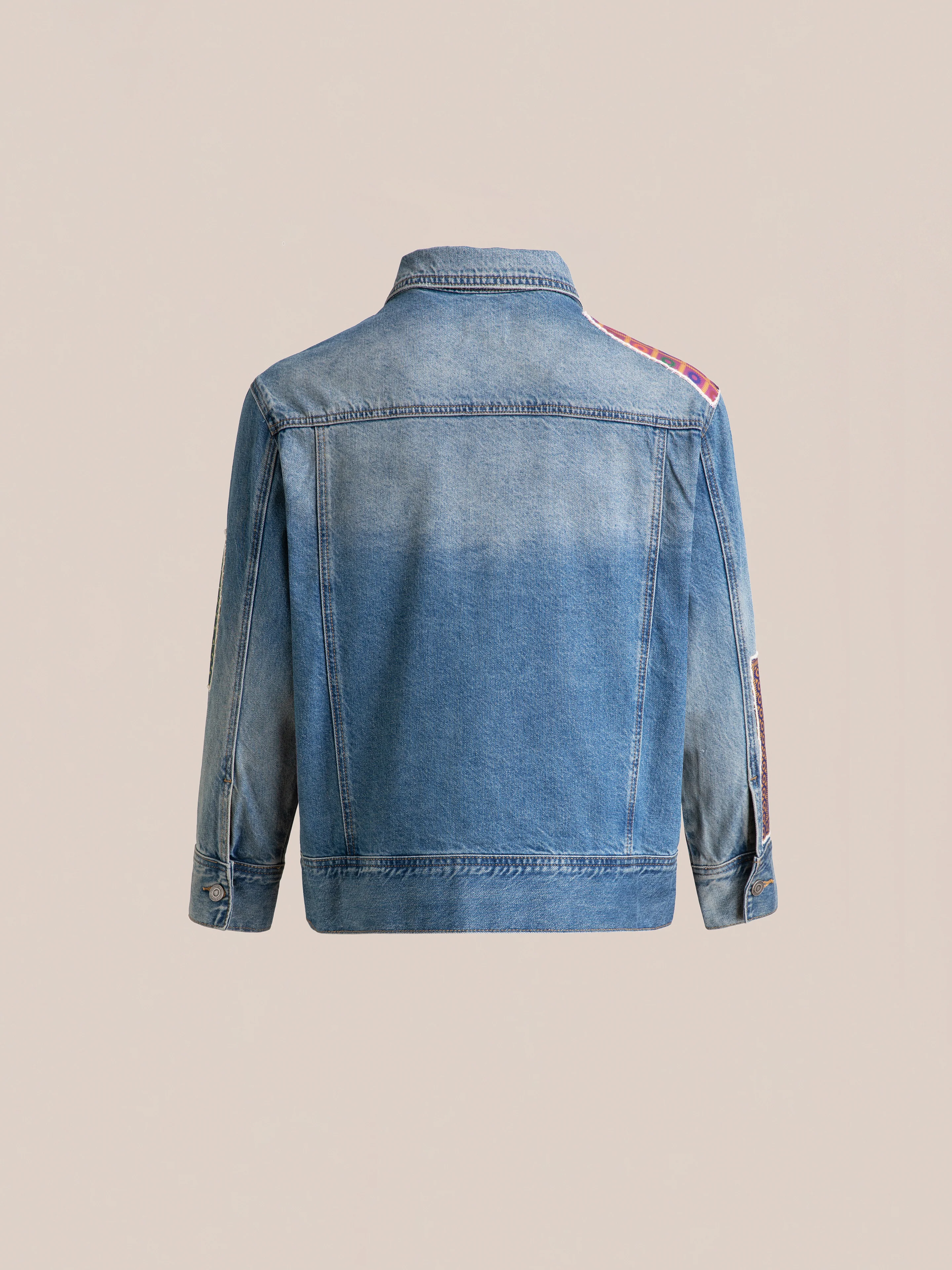 Kantha Patchwork Denim Trucker Jacket - Image 6