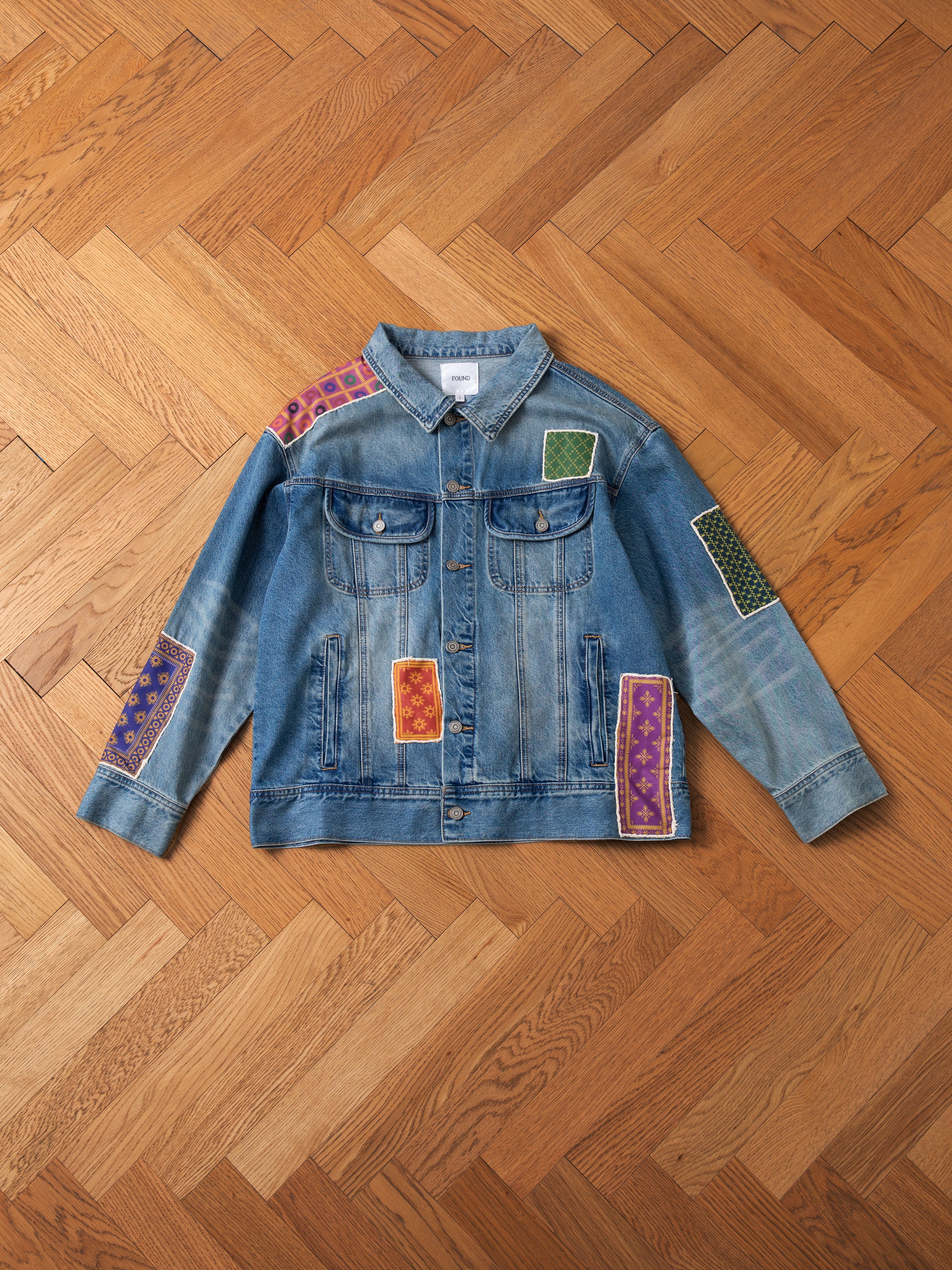 Kantha Patchwork Denim Trucker Jacket - Image 7