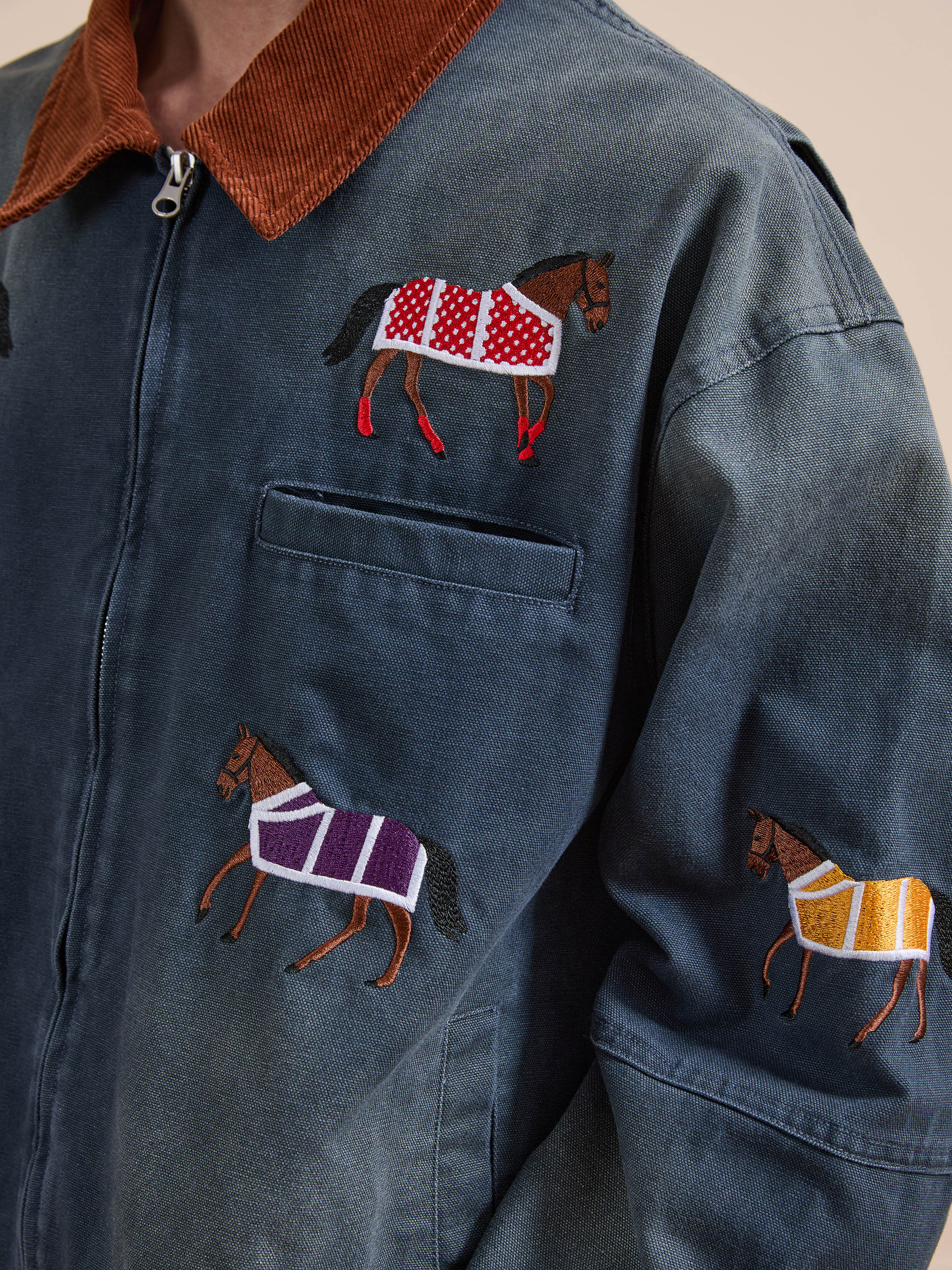 Lariat Horse Embroidered Work Jacket - Image 3