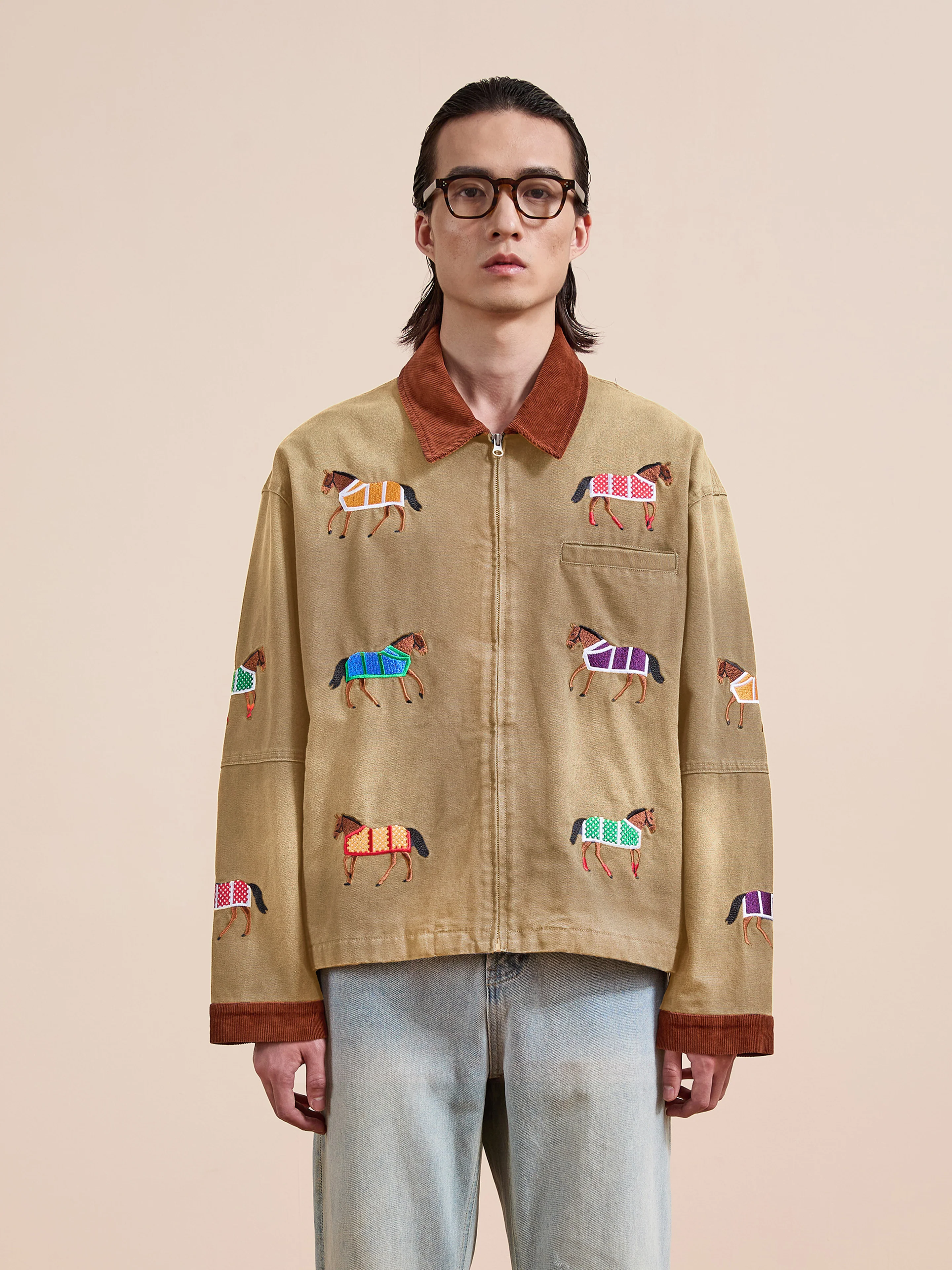 Lariat Horse Embroidered Work Jacket