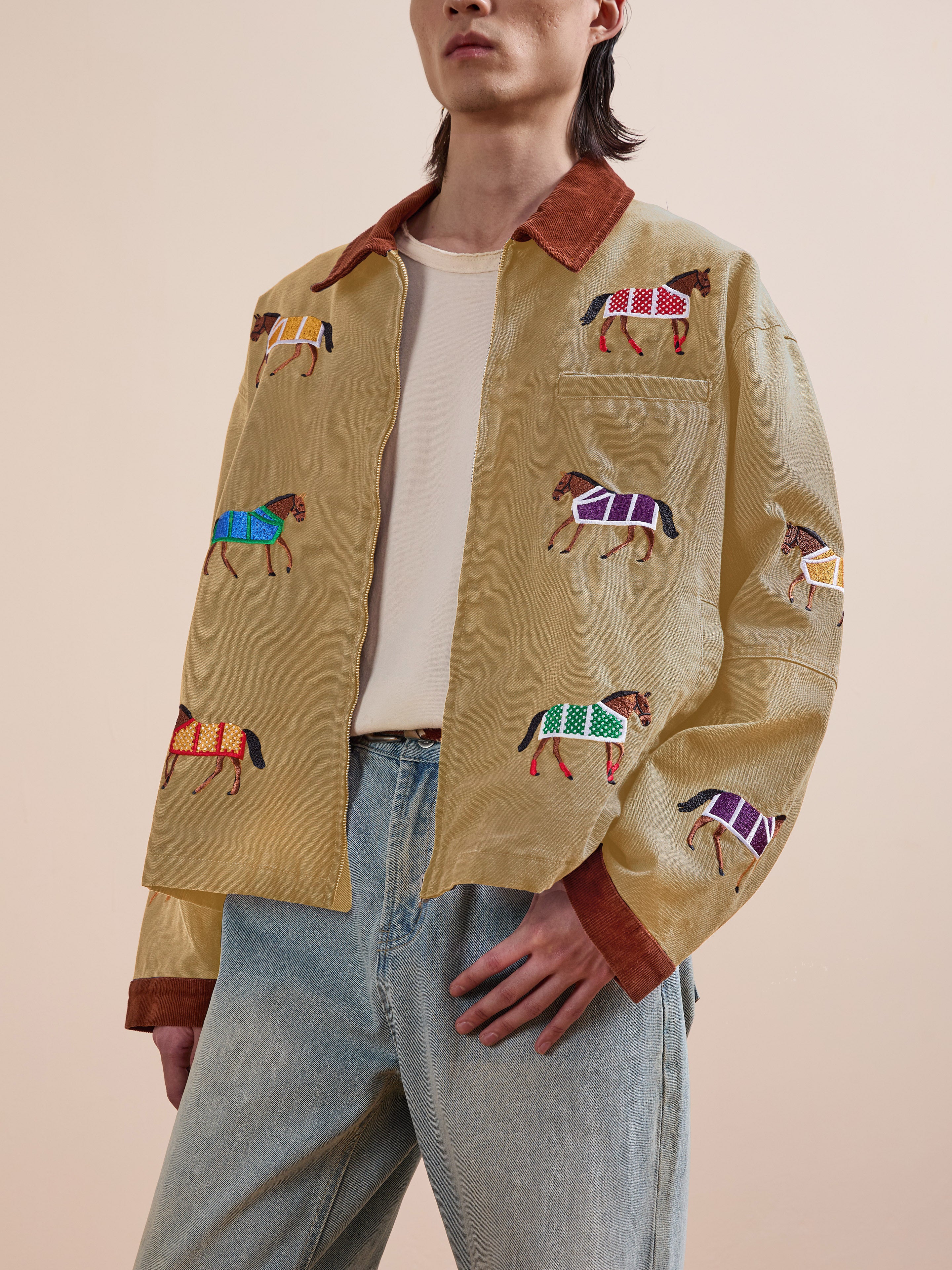 Lariat Horse Embroidered Work Jacket - Image 3