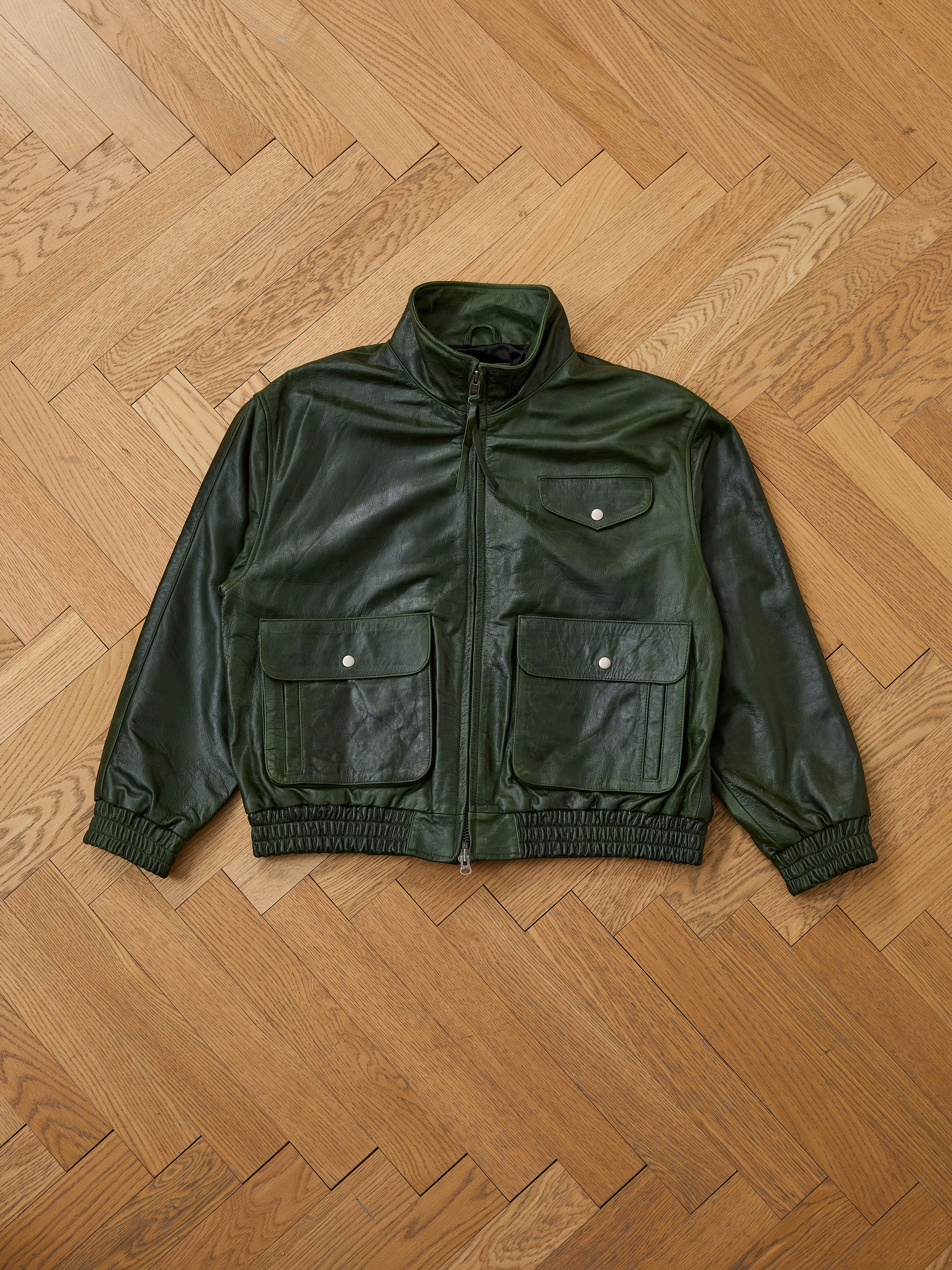 Forest Leather Bomber Jacket - Image 19