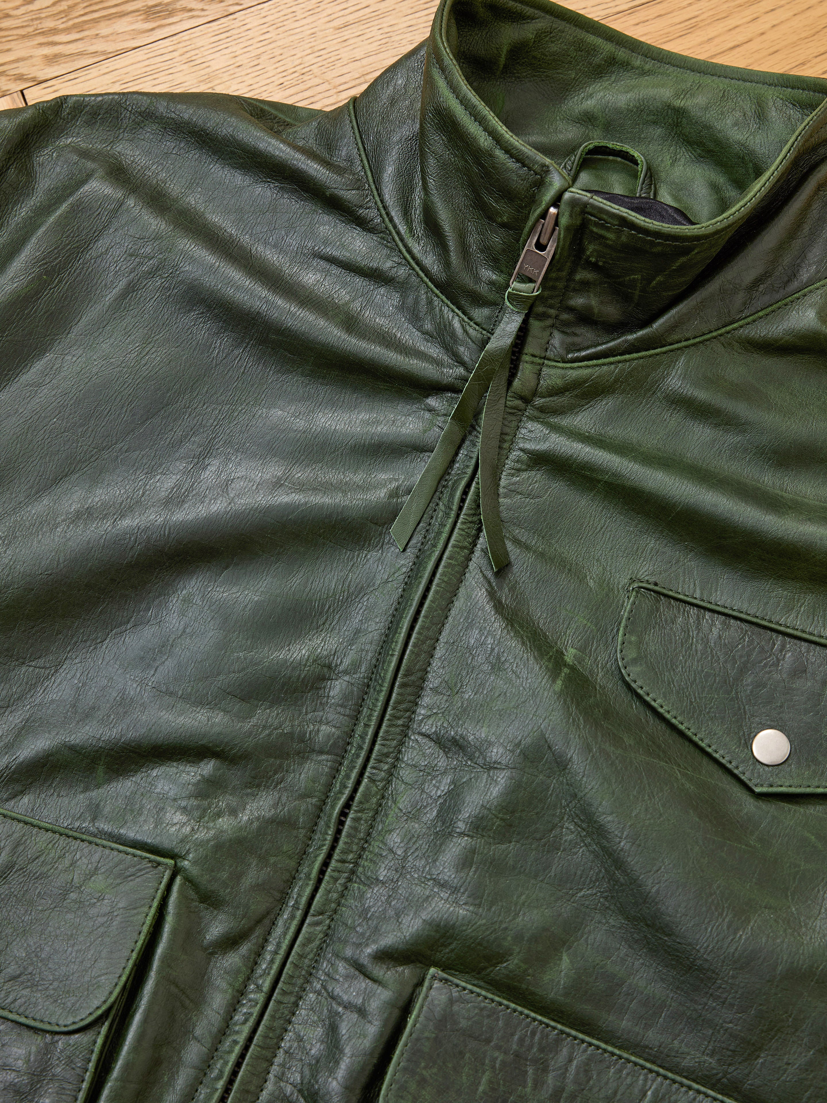 Forest Leather Bomber Jacket - Image 3