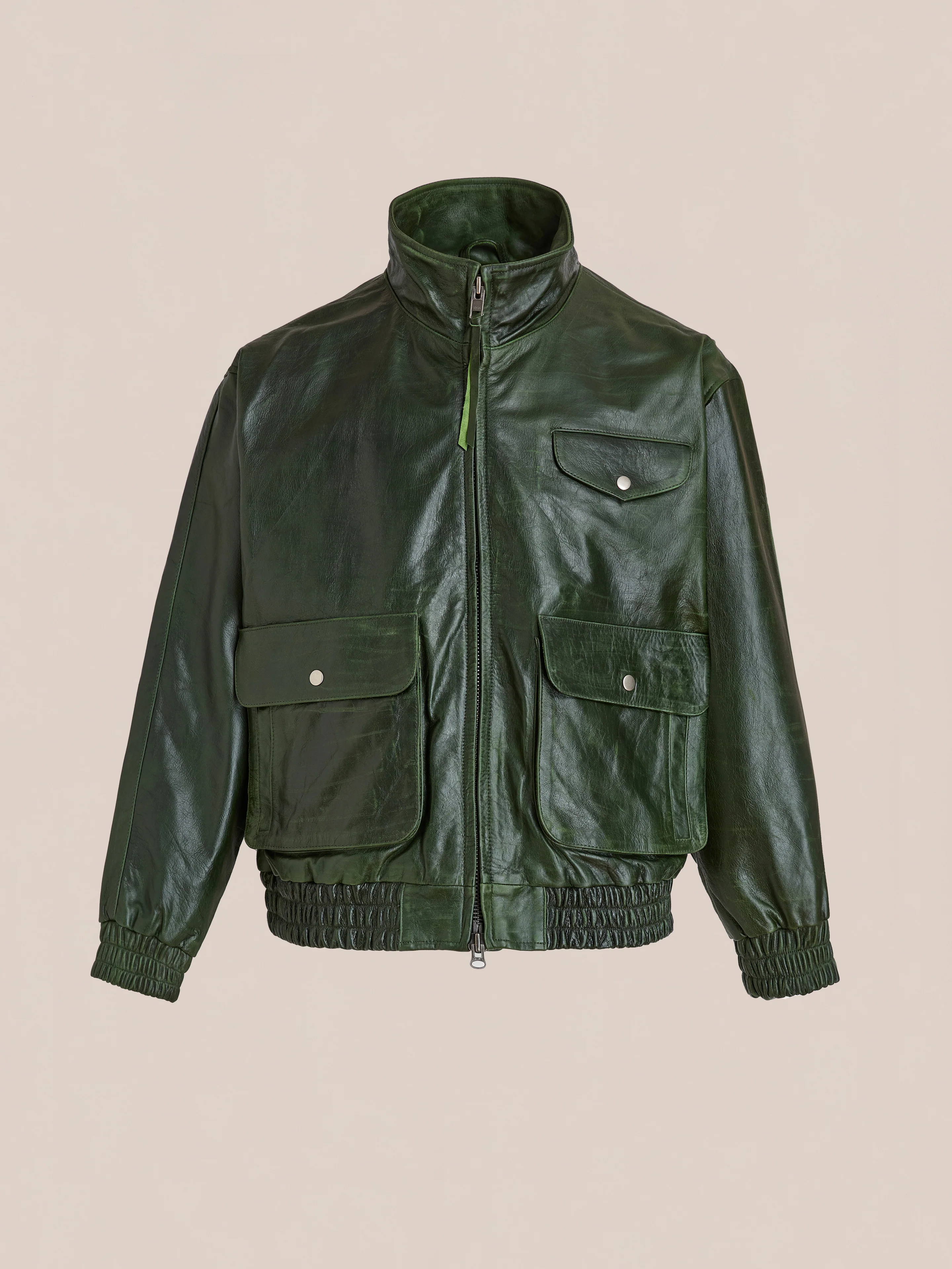 Forest Leather Bomber Jacket - Image 5