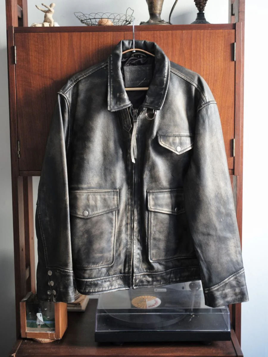 Distressed Leather Pocket Jacket - Image 16