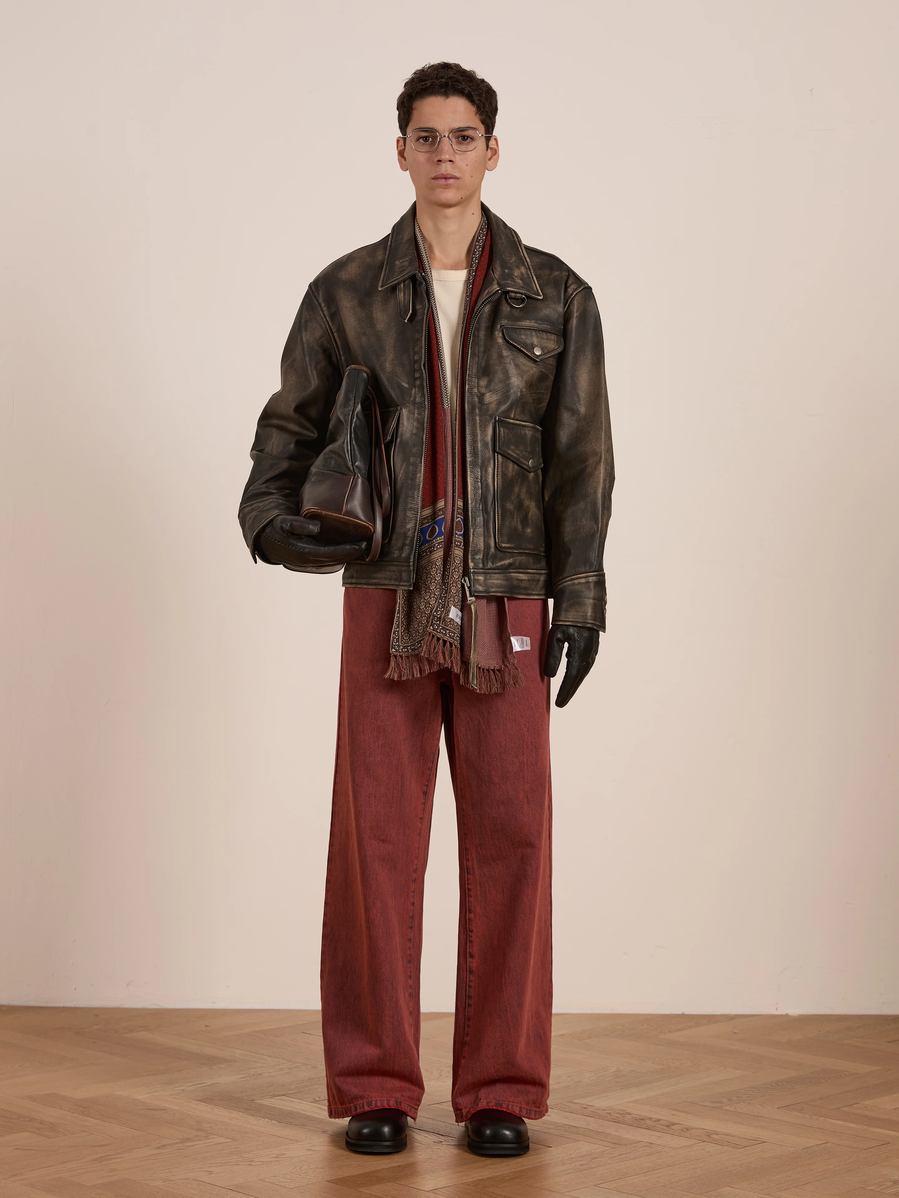 Distressed Leather Pocket Jacket - Image 5