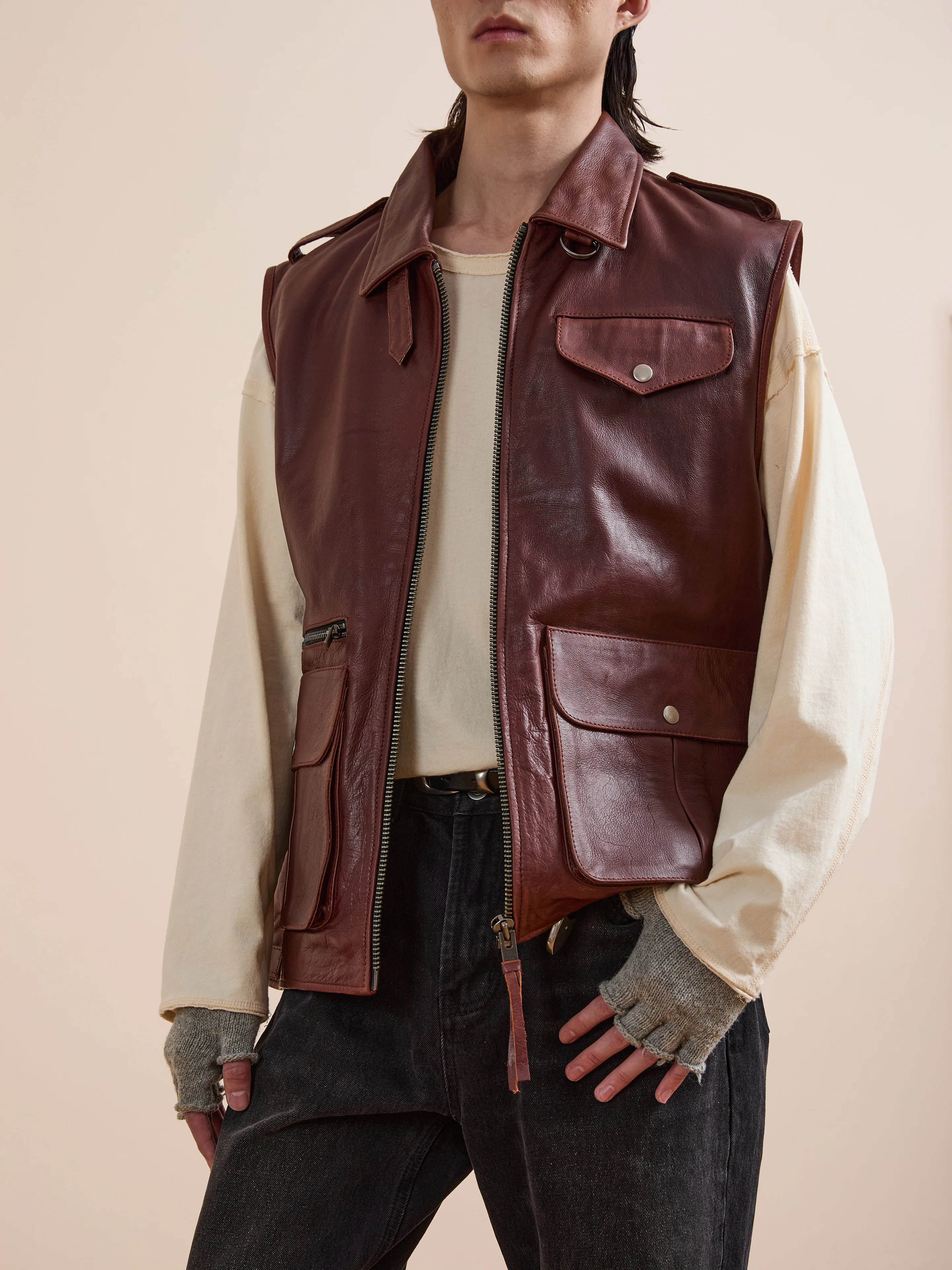 Leather Pocket Vest - Image 2