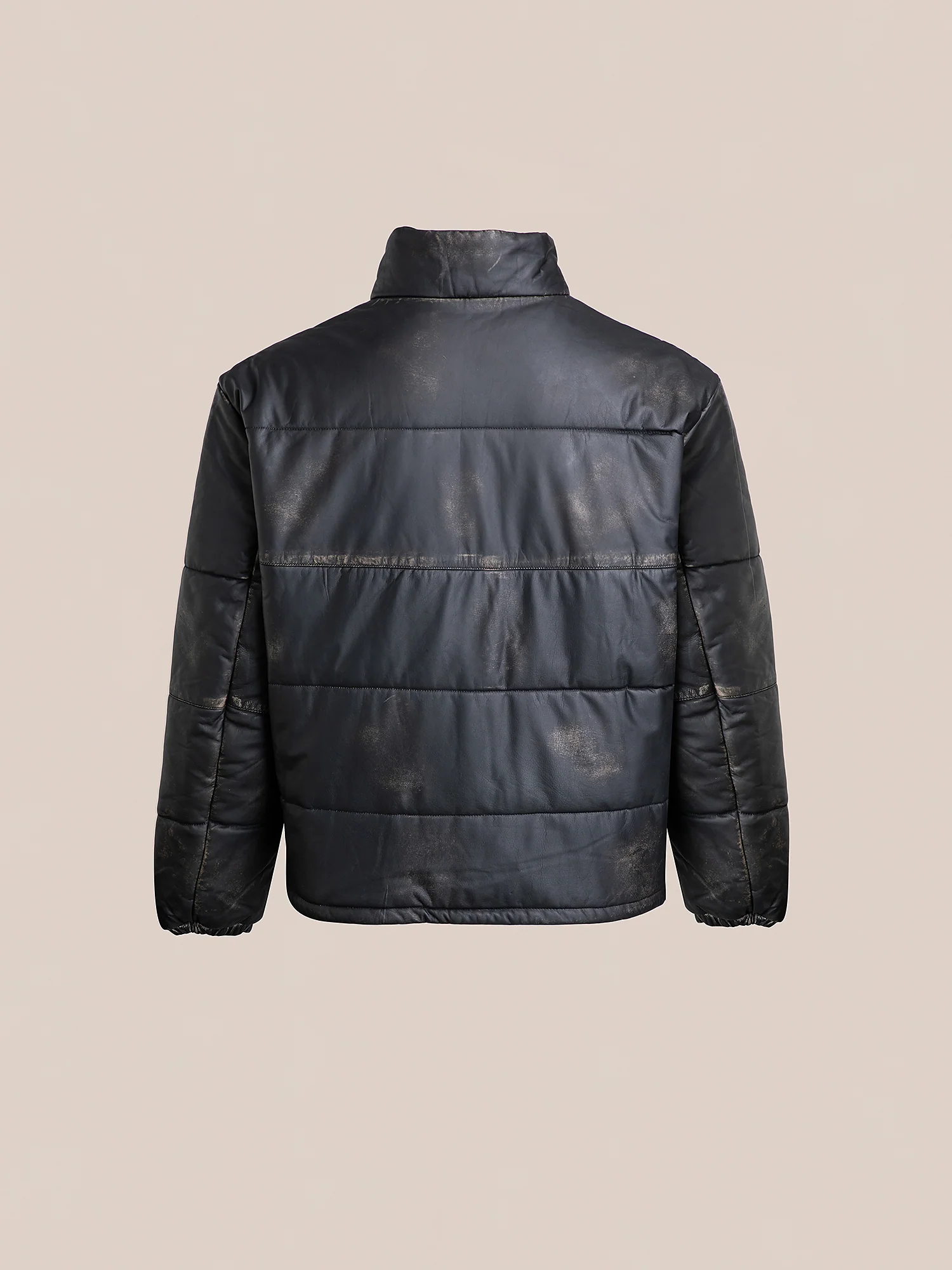 Leather Distressed Puffer Jacket - Image 8