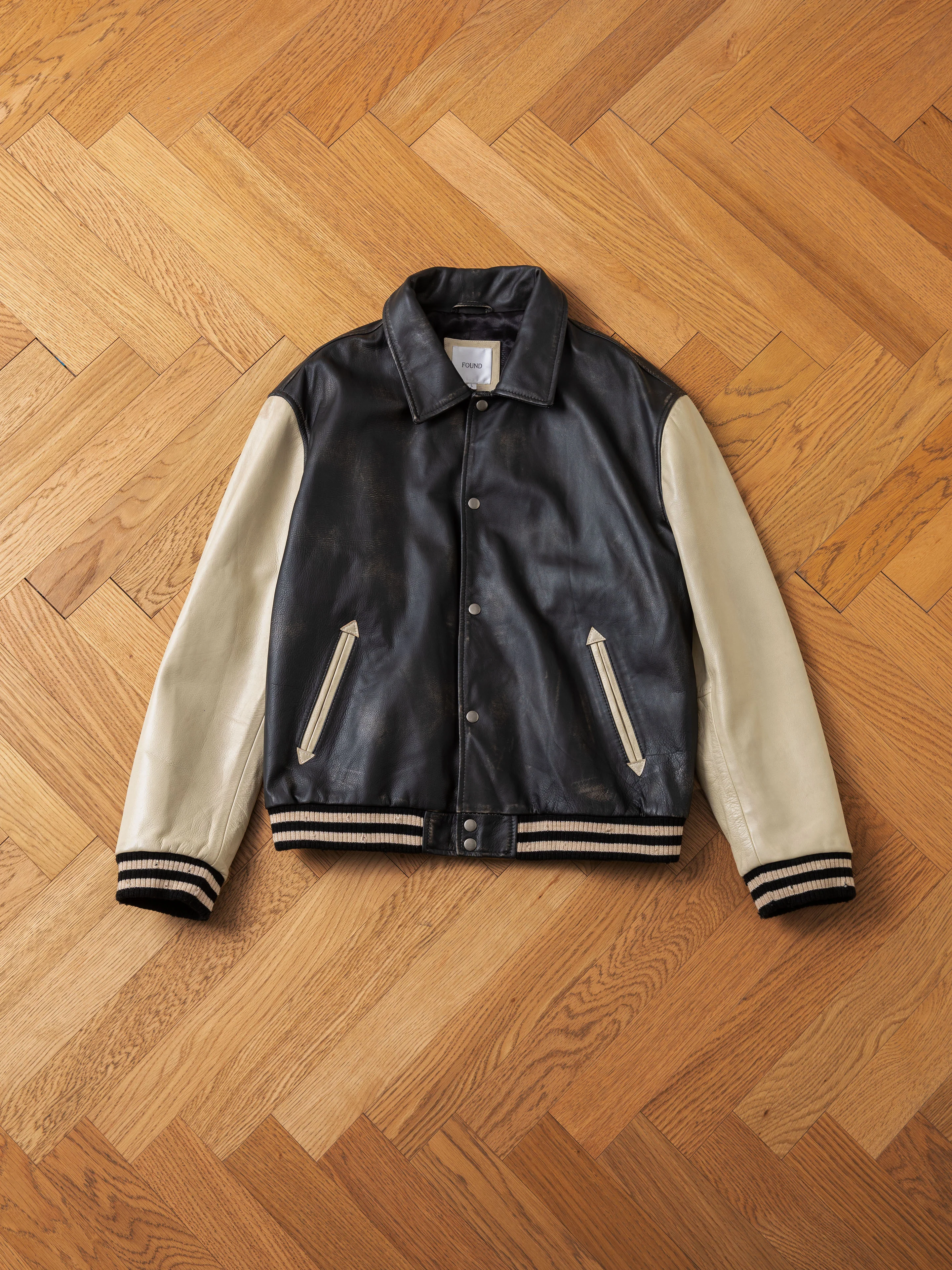 Logan Distressed Leather Varsity Jacket - Image 11