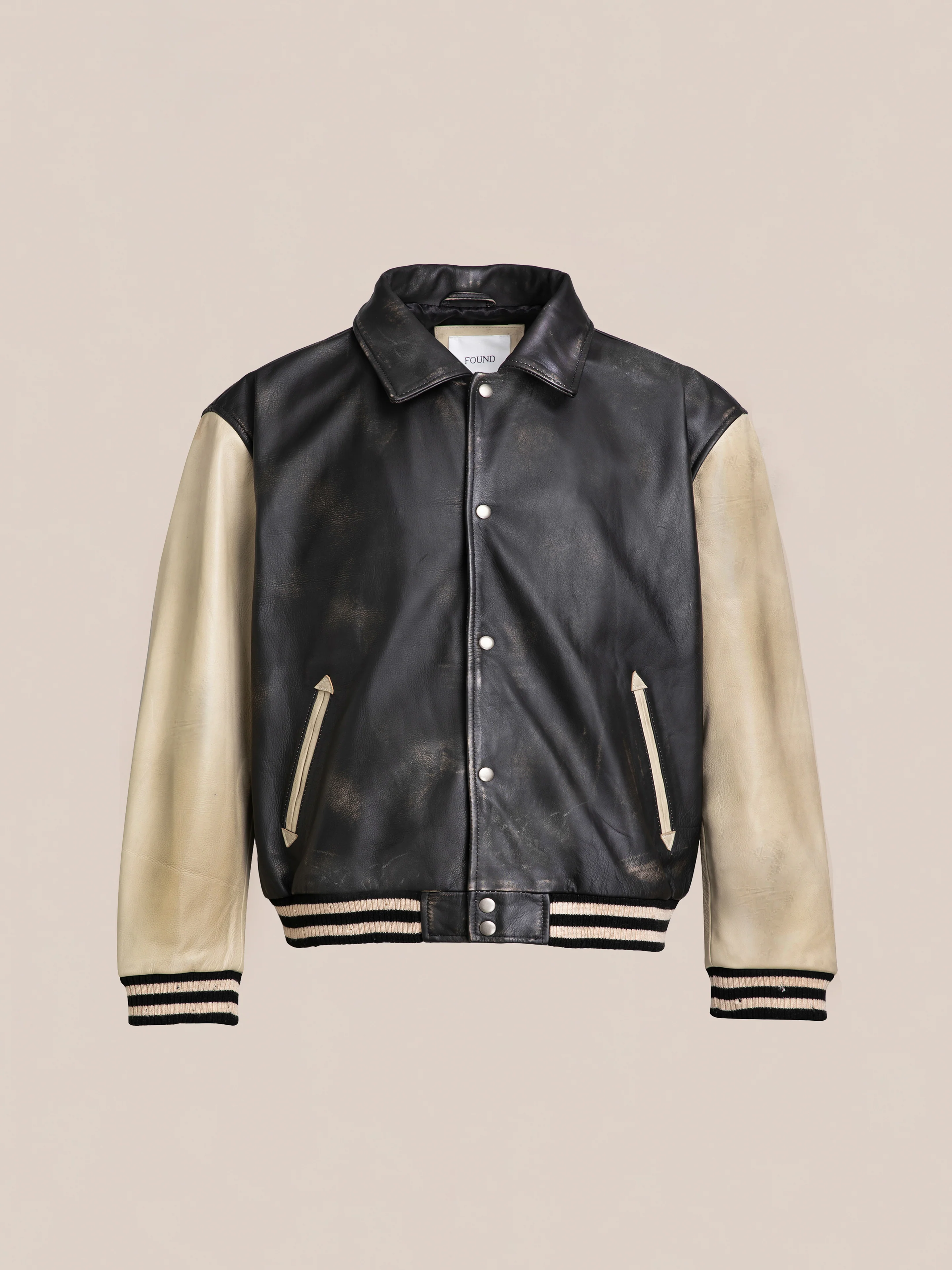 Logan Distressed Leather Varsity Jacket - Image 5