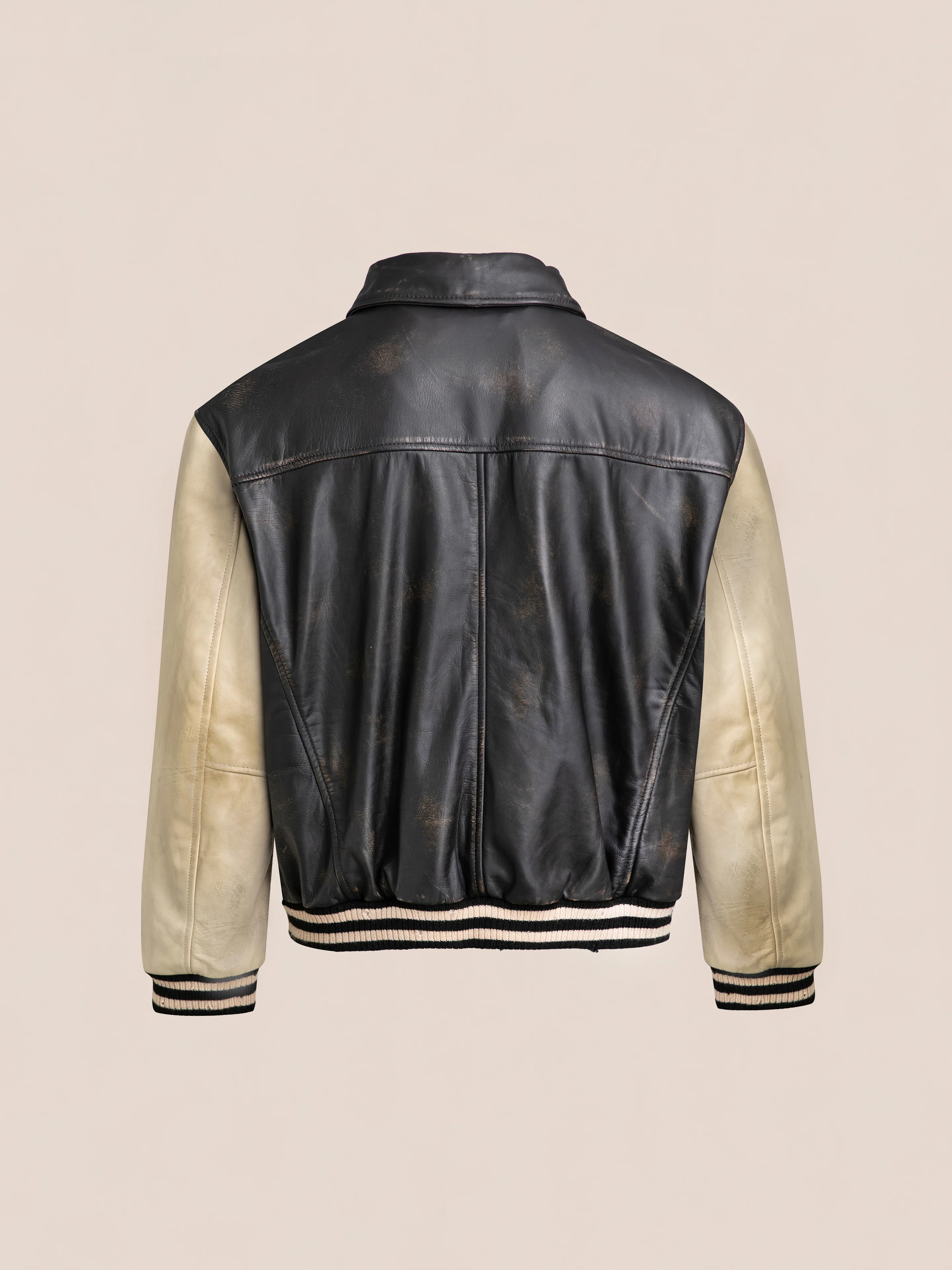 Logan Distressed Leather Varsity Jacket - Image 6