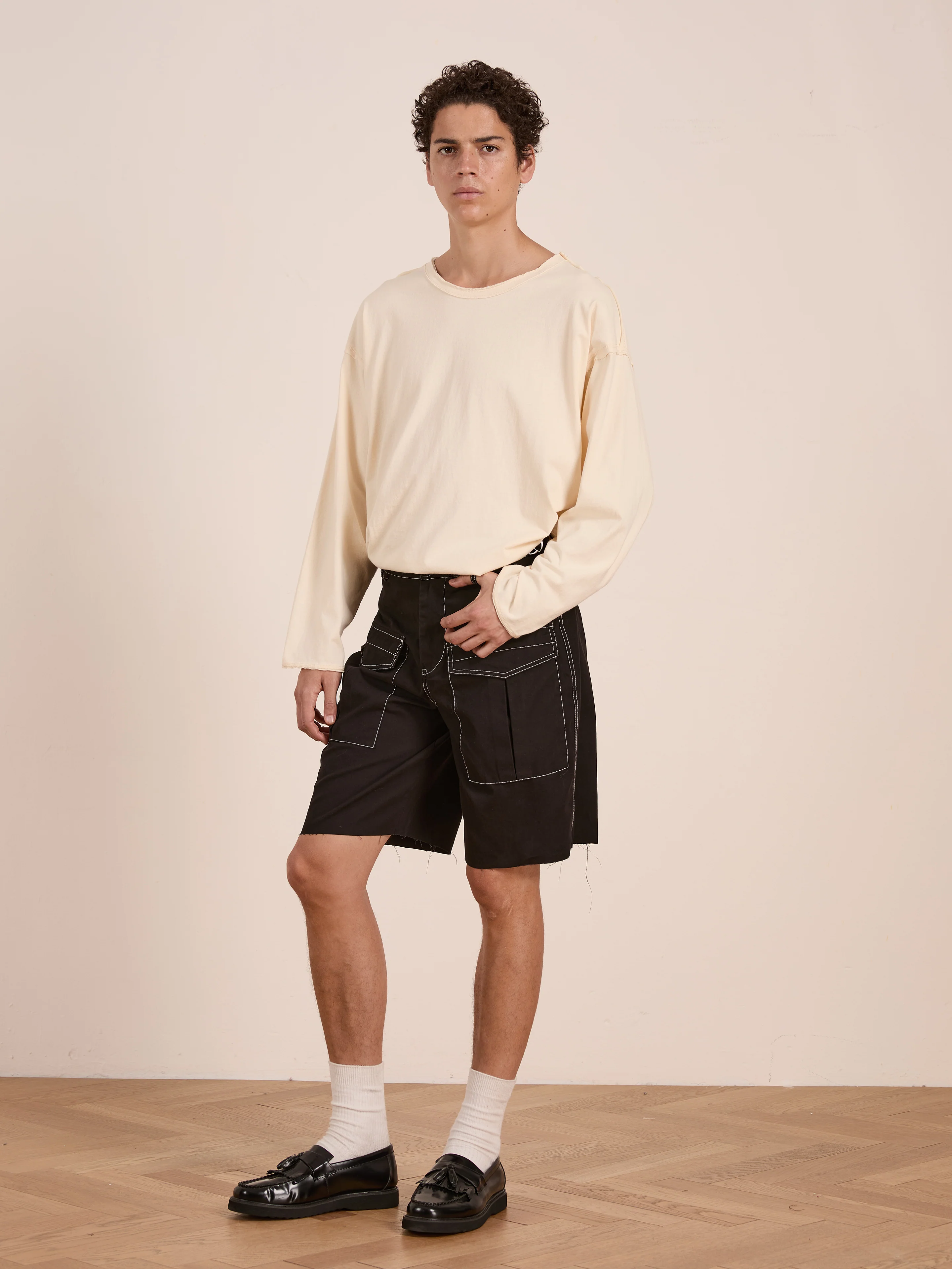 Lucca Black Contrast Pocket Trouser Shorts - Image 12