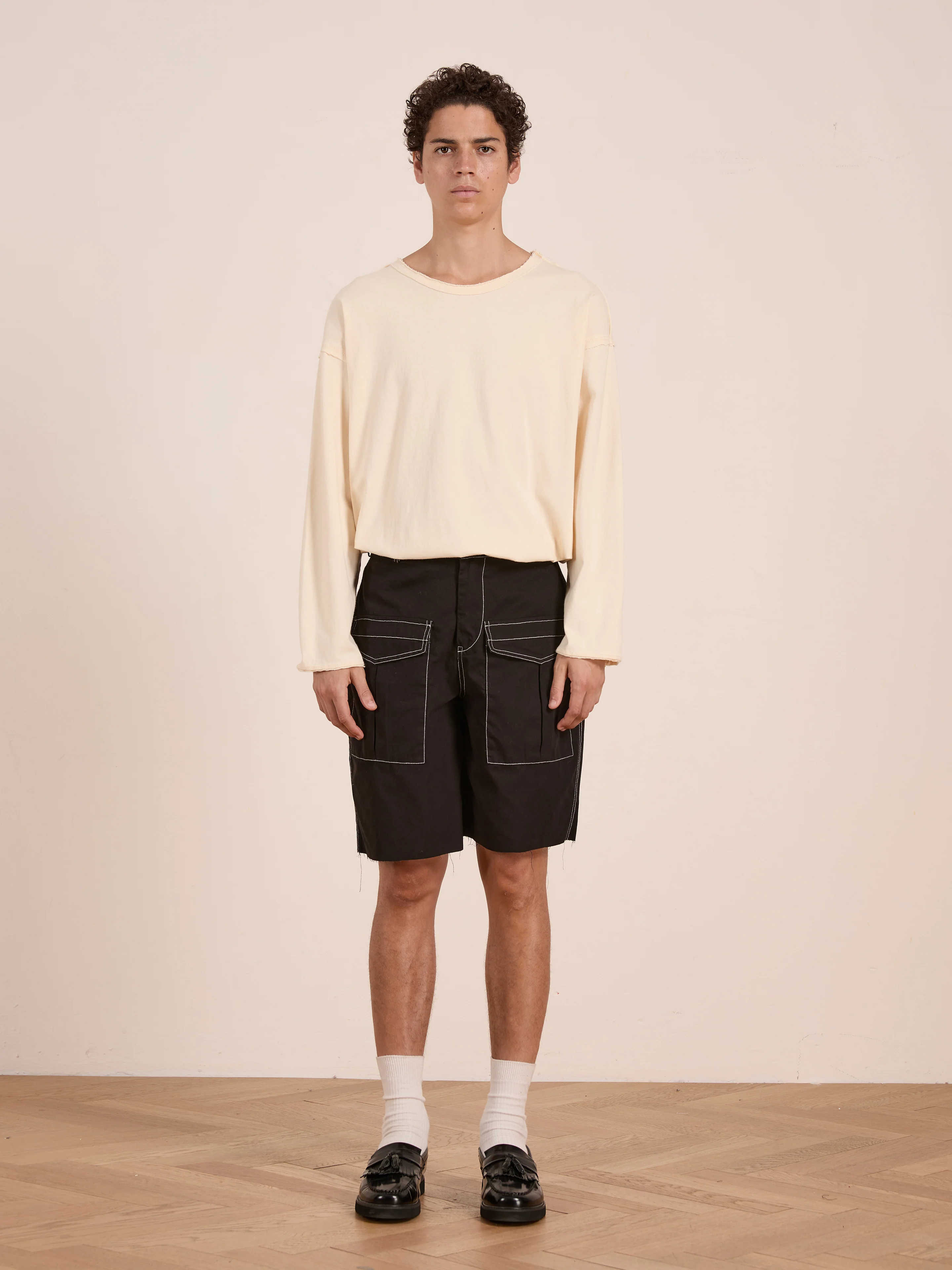 Lucca Black Contrast Pocket Trouser Shorts - Image 2