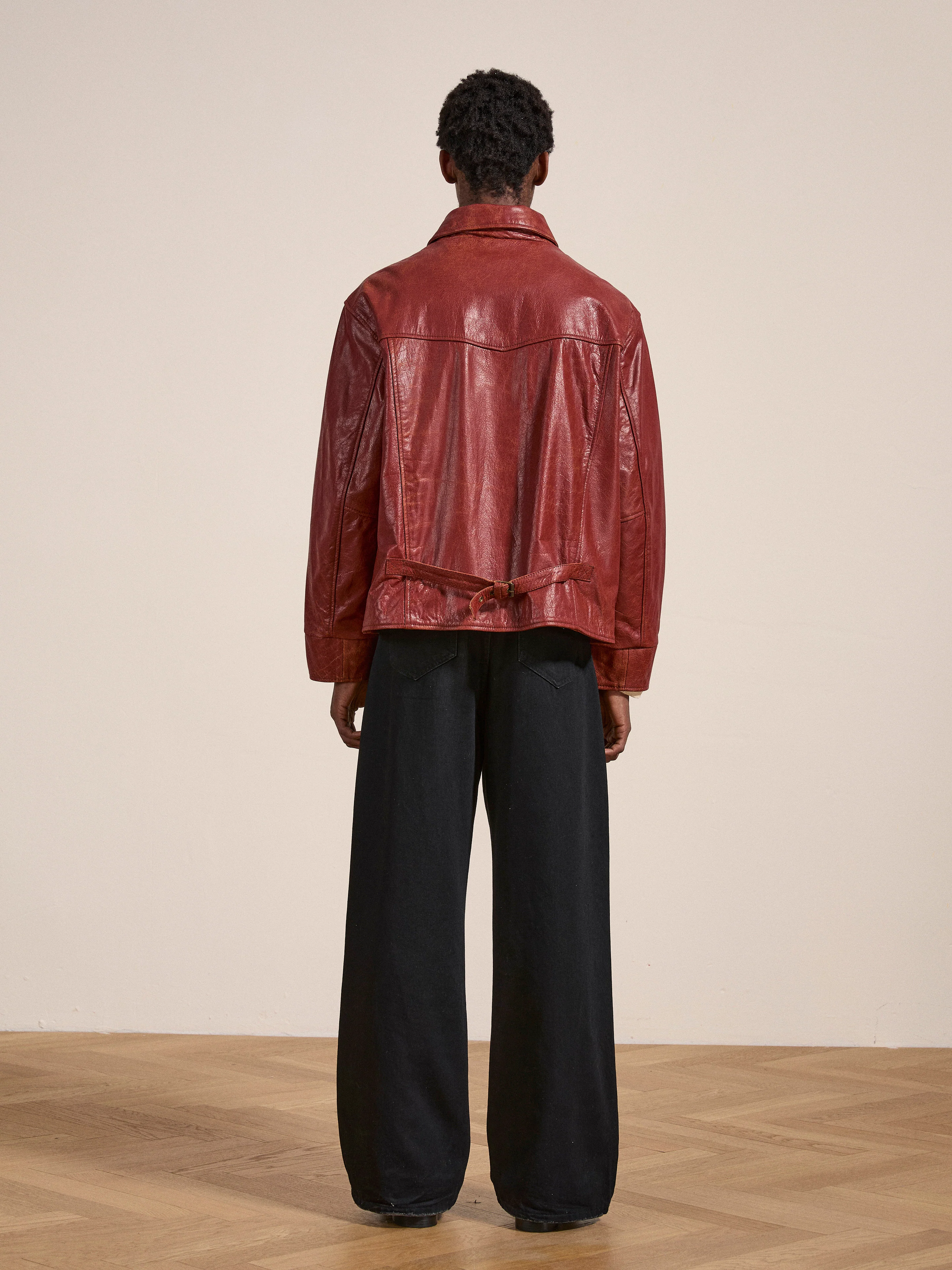 Marlboro Sun Faded Leather Racer Jacket - Image 14