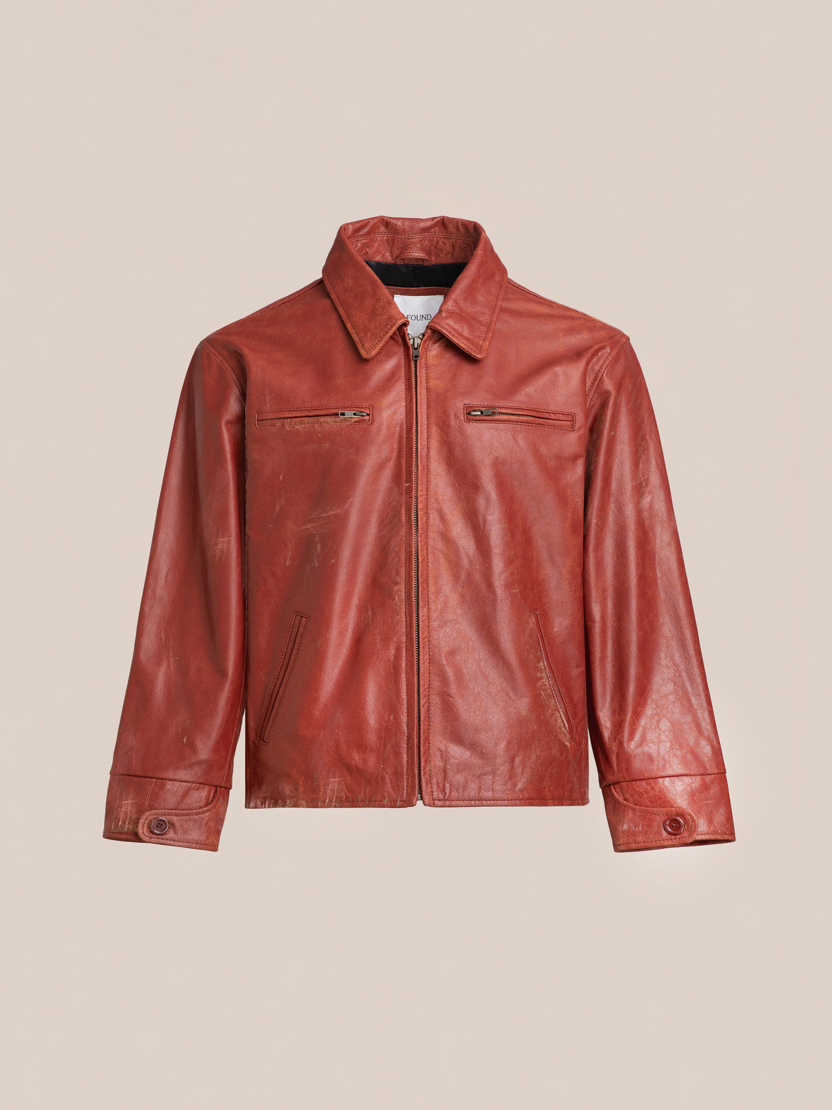 Marlboro Sun Faded Leather Racer Jacket - Image 5