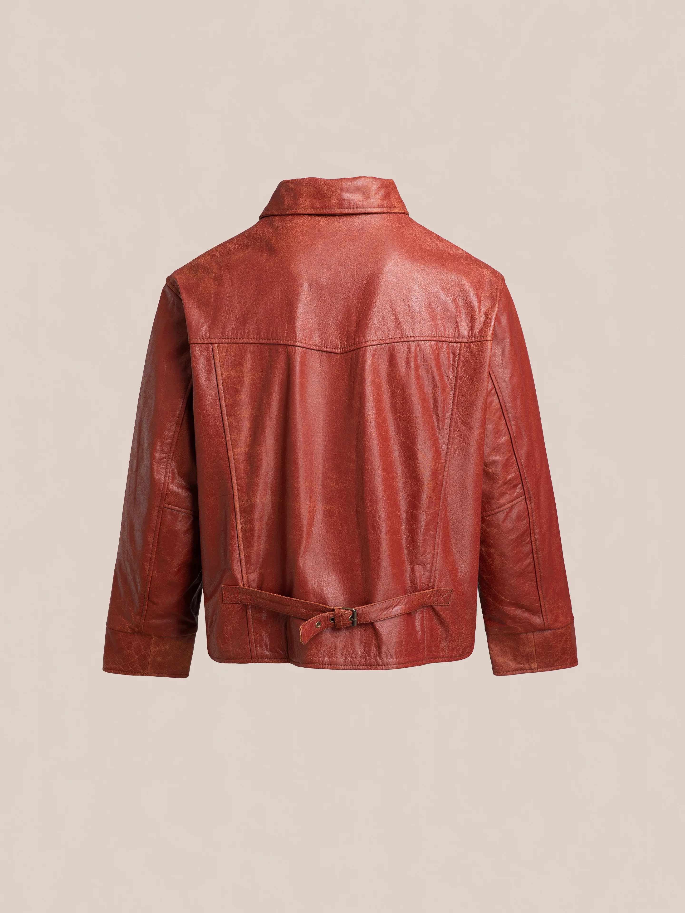 Marlboro Sun Faded Leather Racer Jacket - Image 6