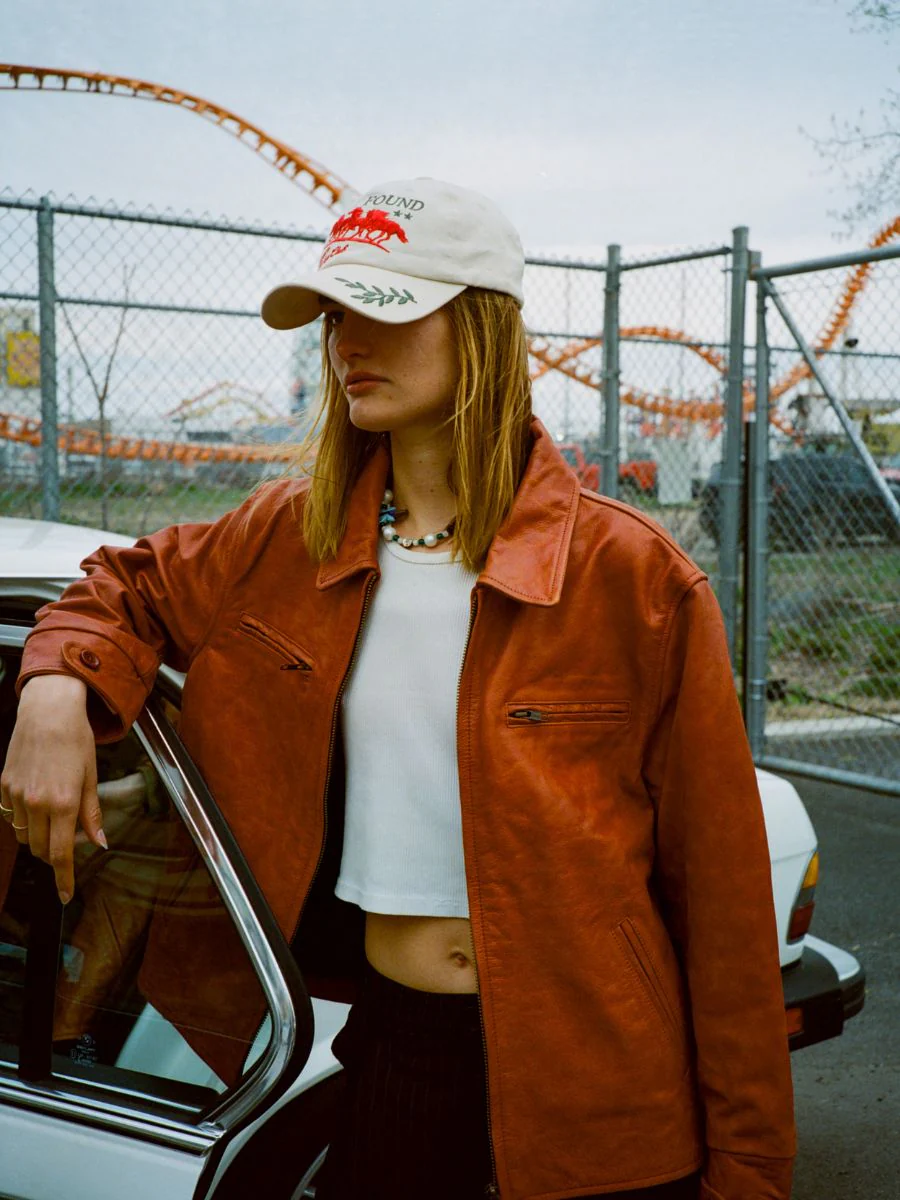 Marlboro Sun Faded Leather Racer Jacket - Image 7