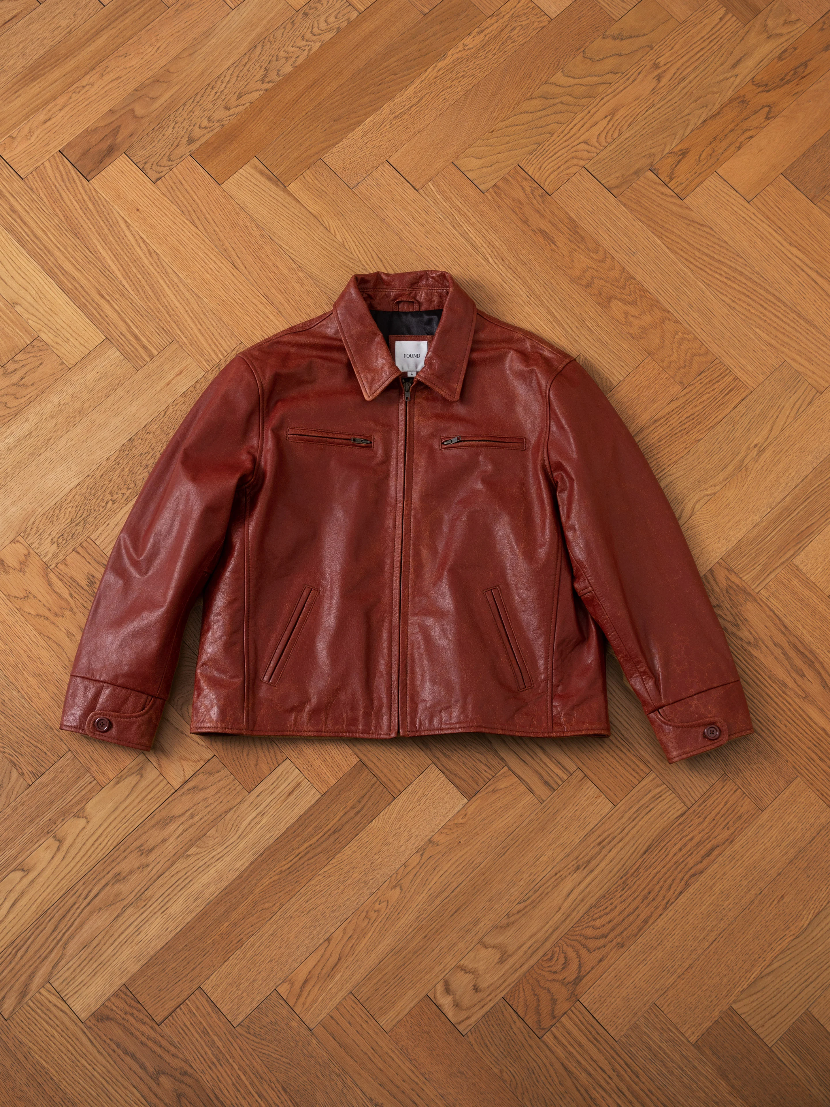 Marlboro Sun Faded Leather Racer Jacket - Image 9