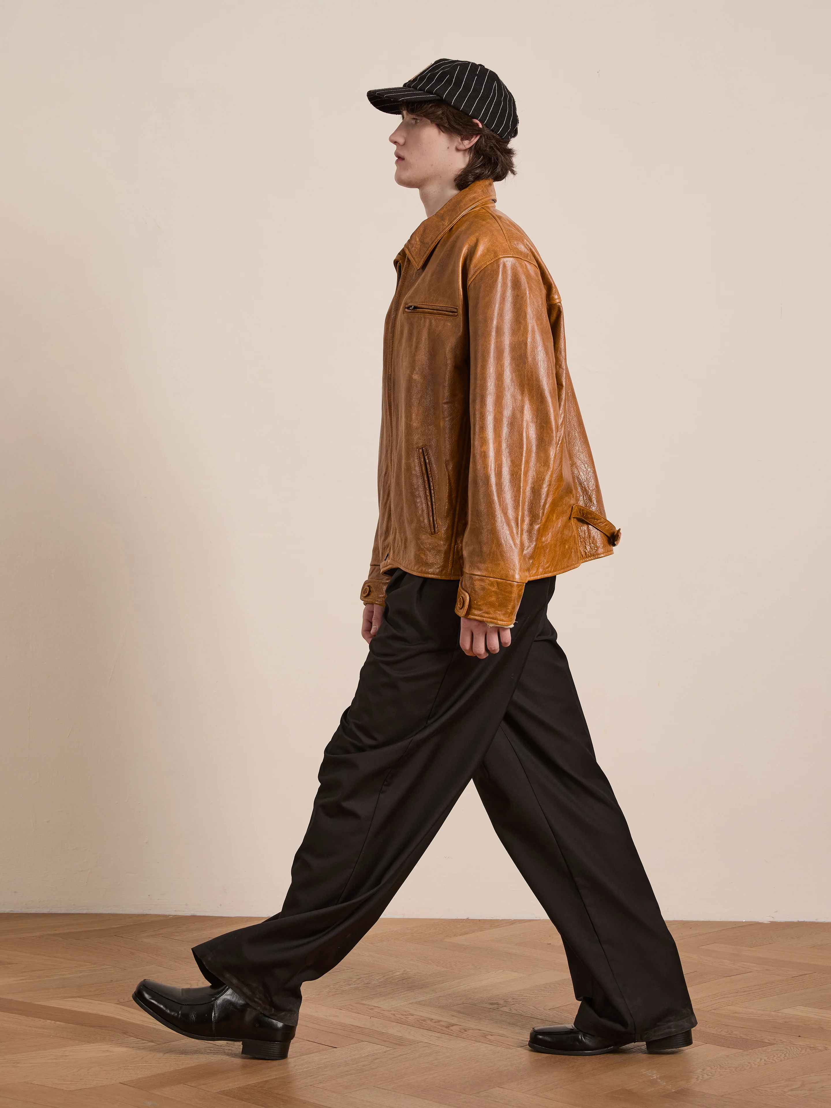 Marlboro Sun Faded Leather Racer Jacket - Image 12
