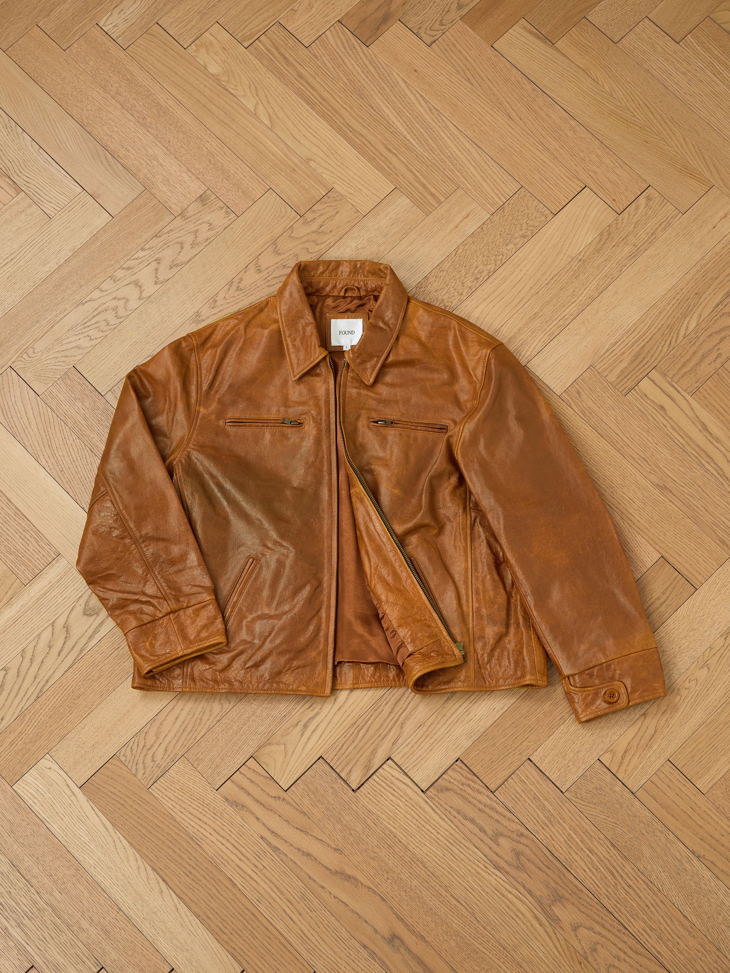 Marlboro Sun Faded Leather Racer Jacket - Image 16