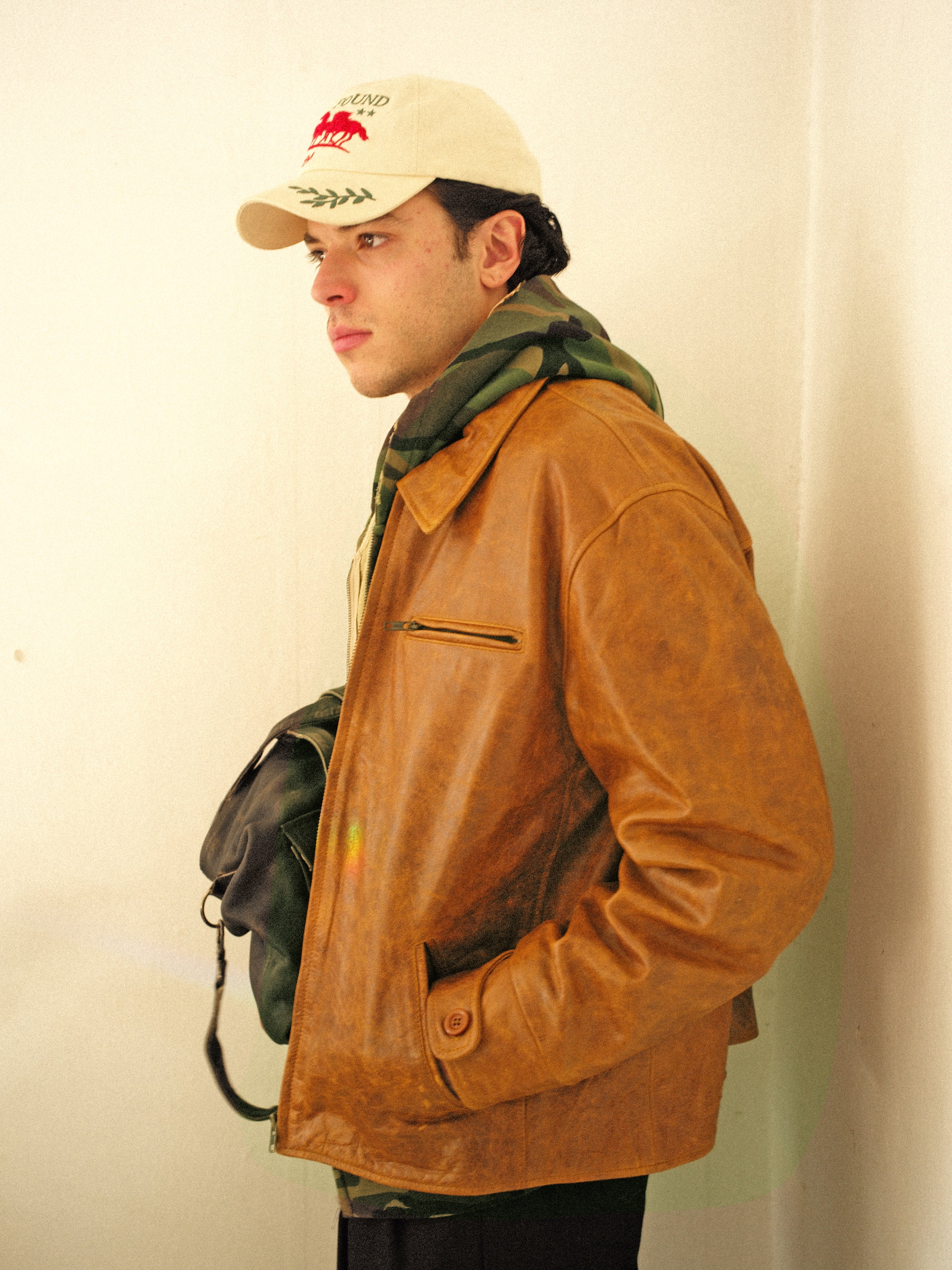 Marlboro Sun Faded Leather Racer Jacket - Image 17