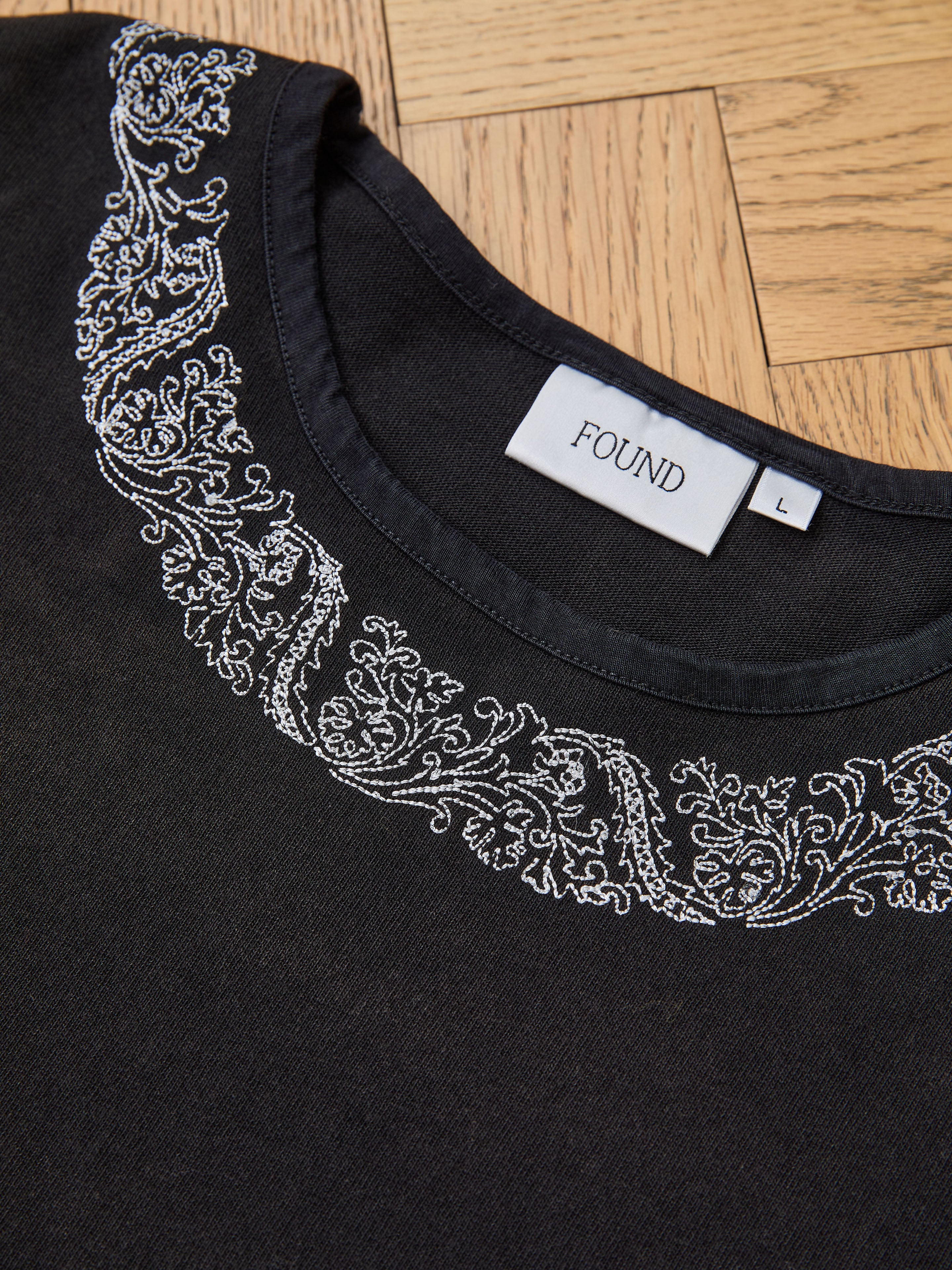 Metallic Long Sleeve Embroidered Tee - Image 2