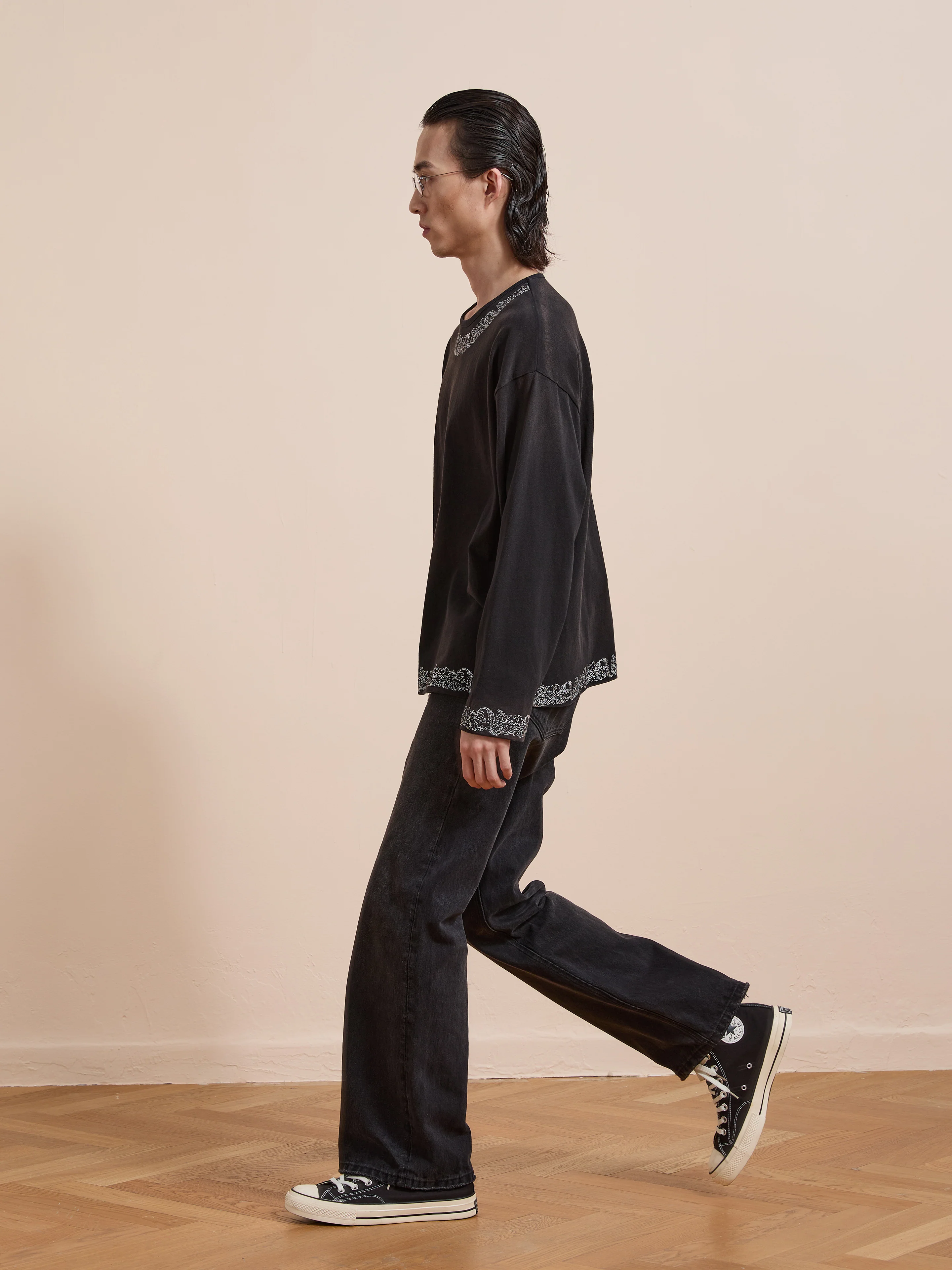 Metallic Long Sleeve Embroidered Tee - Image 9