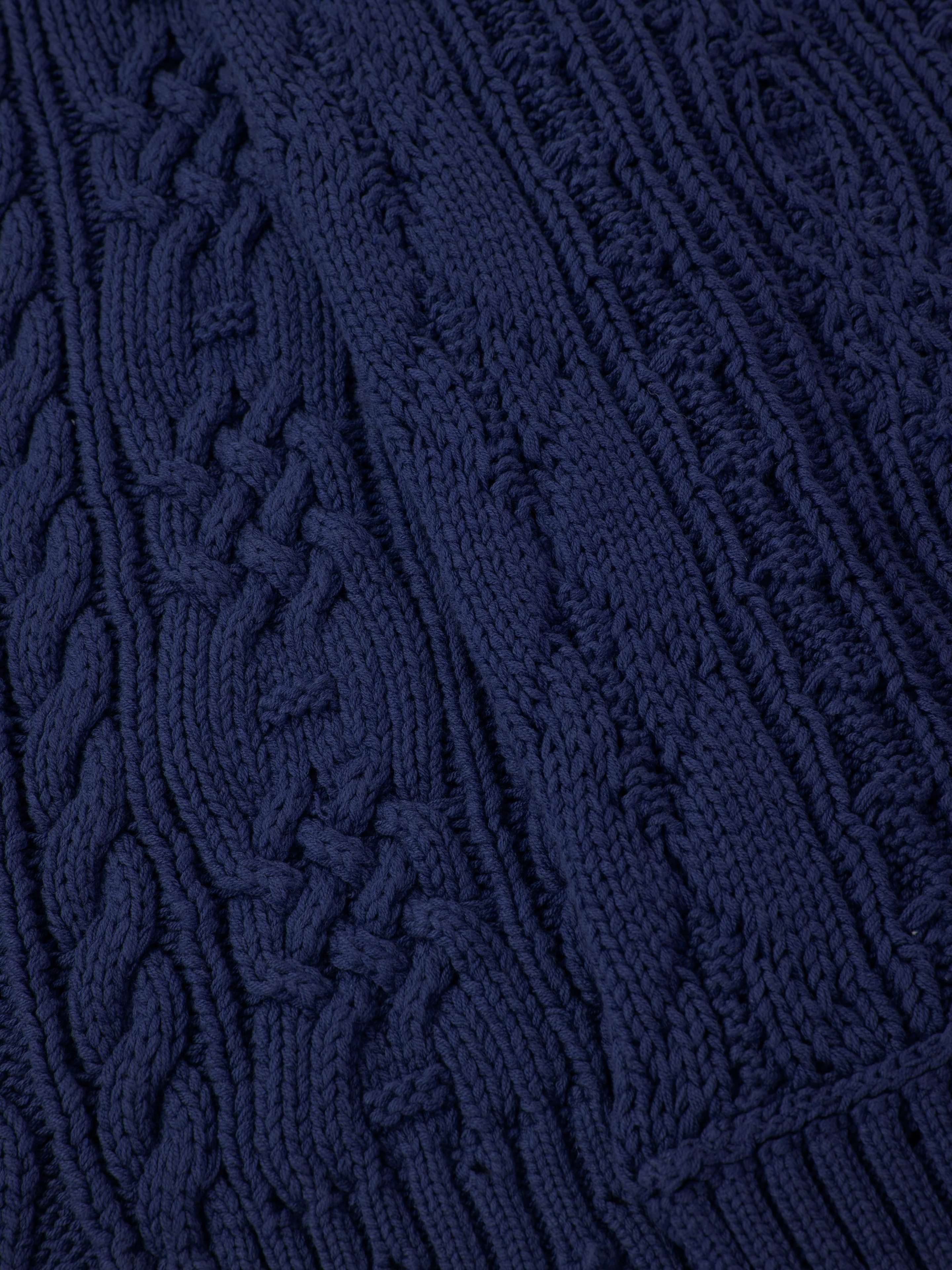 Navy Distressed Cable Knit Scarf - Image 4
