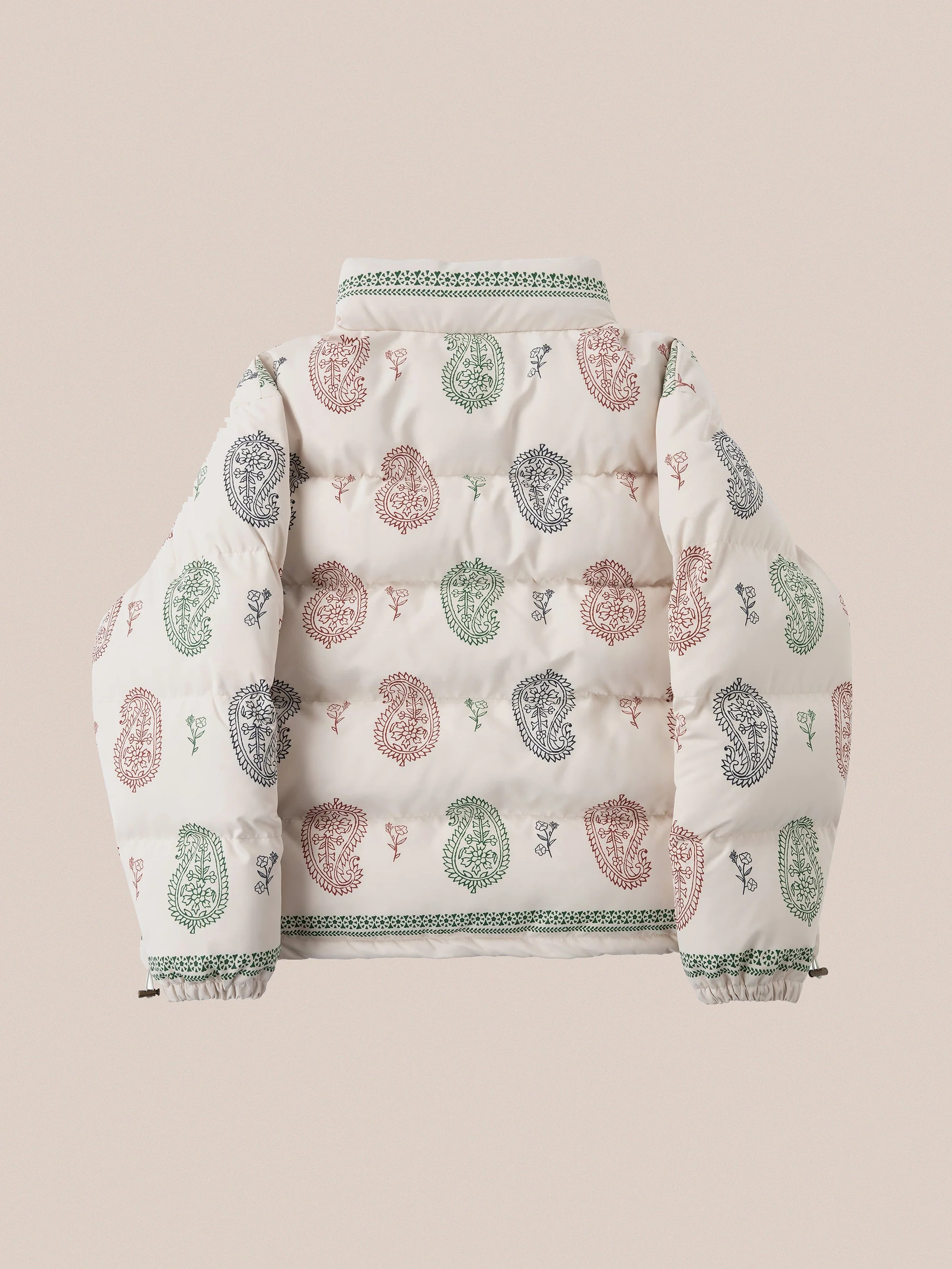Paisley Puffer Jacket in Cream - Image 3