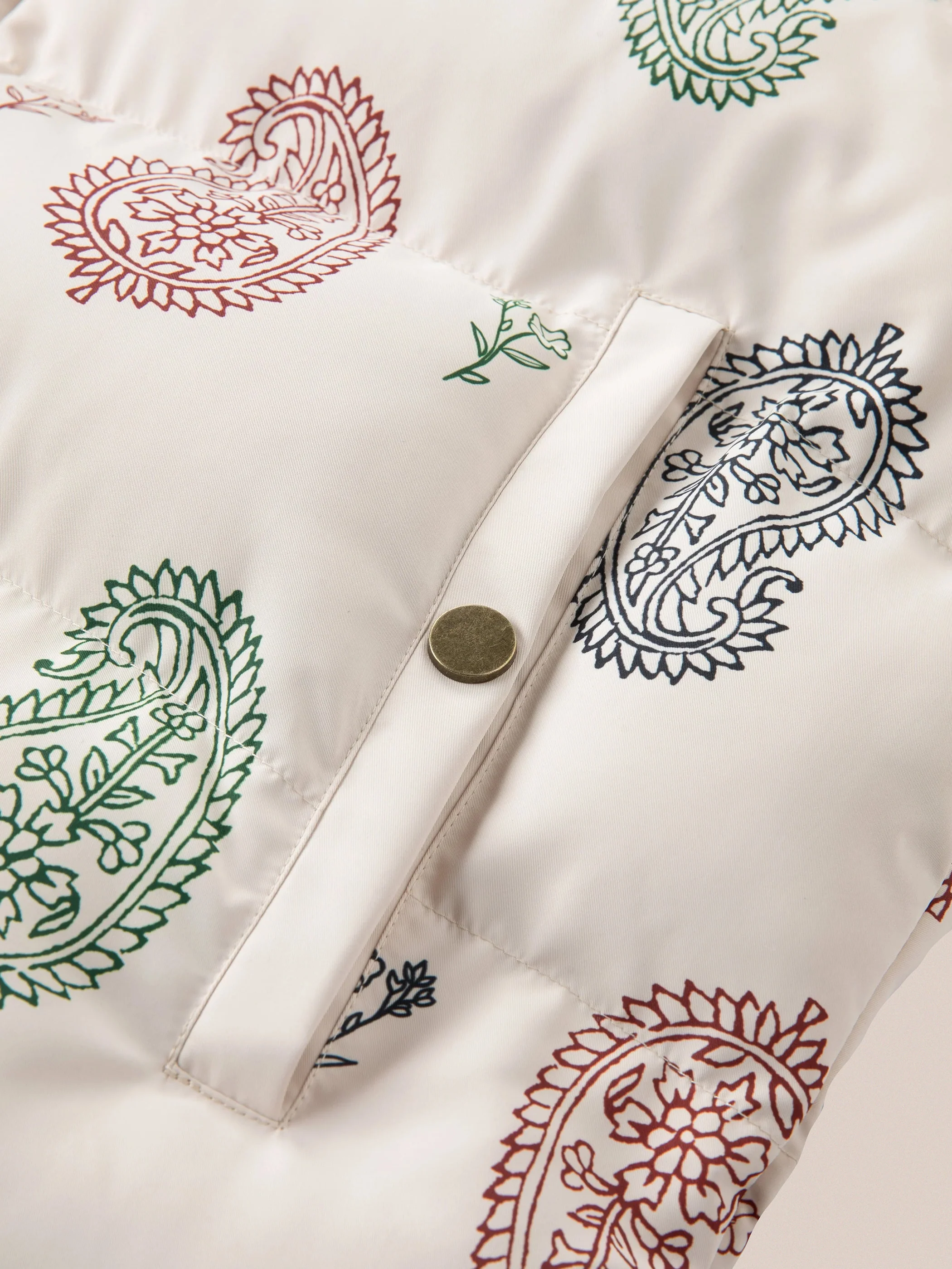 Paisley Puffer Jacket in Cream - Image 4