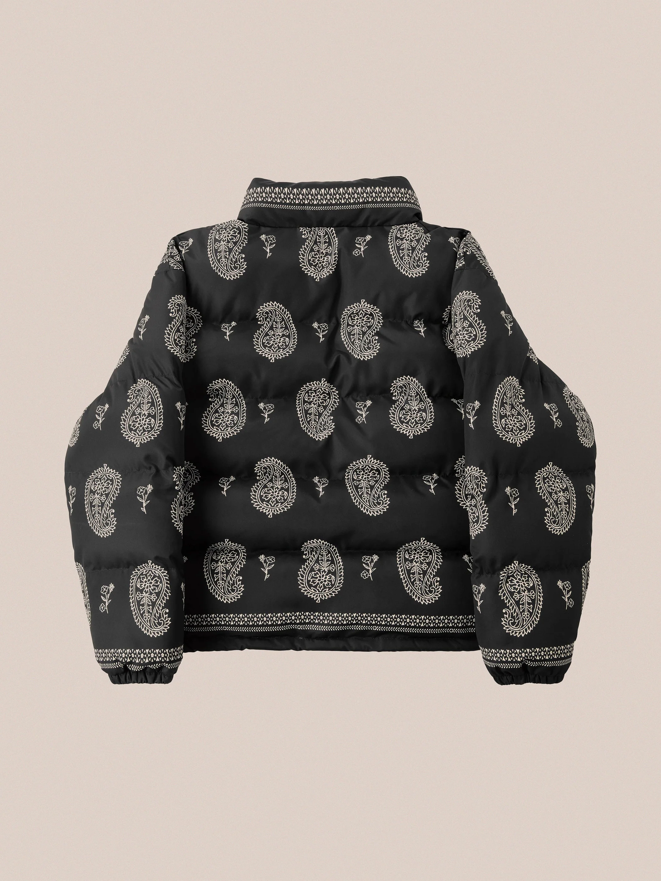 Paisley Puffer Jacket in Black - Image 4