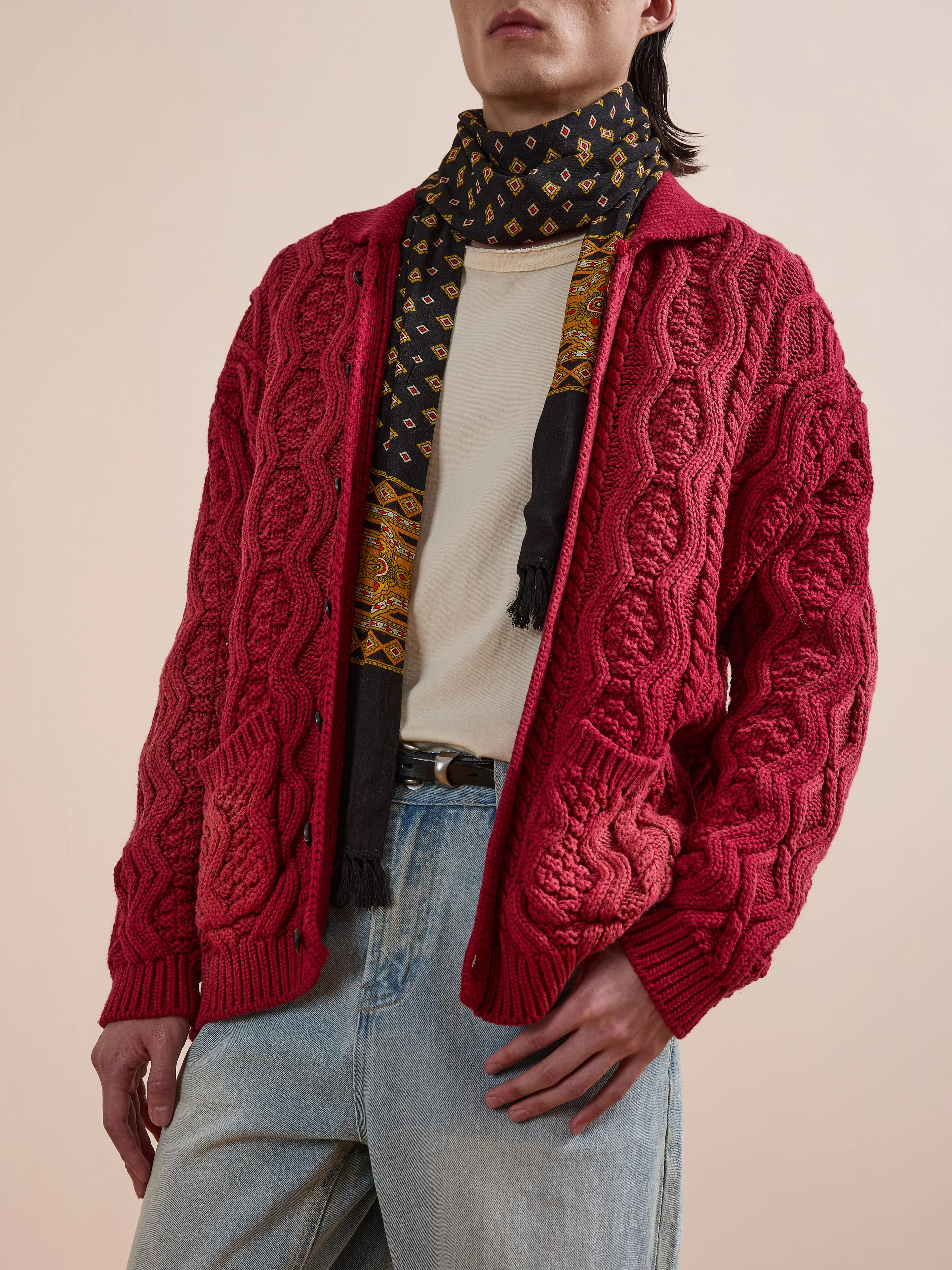 Cable Knit Buttoned Cardigan - Image 2