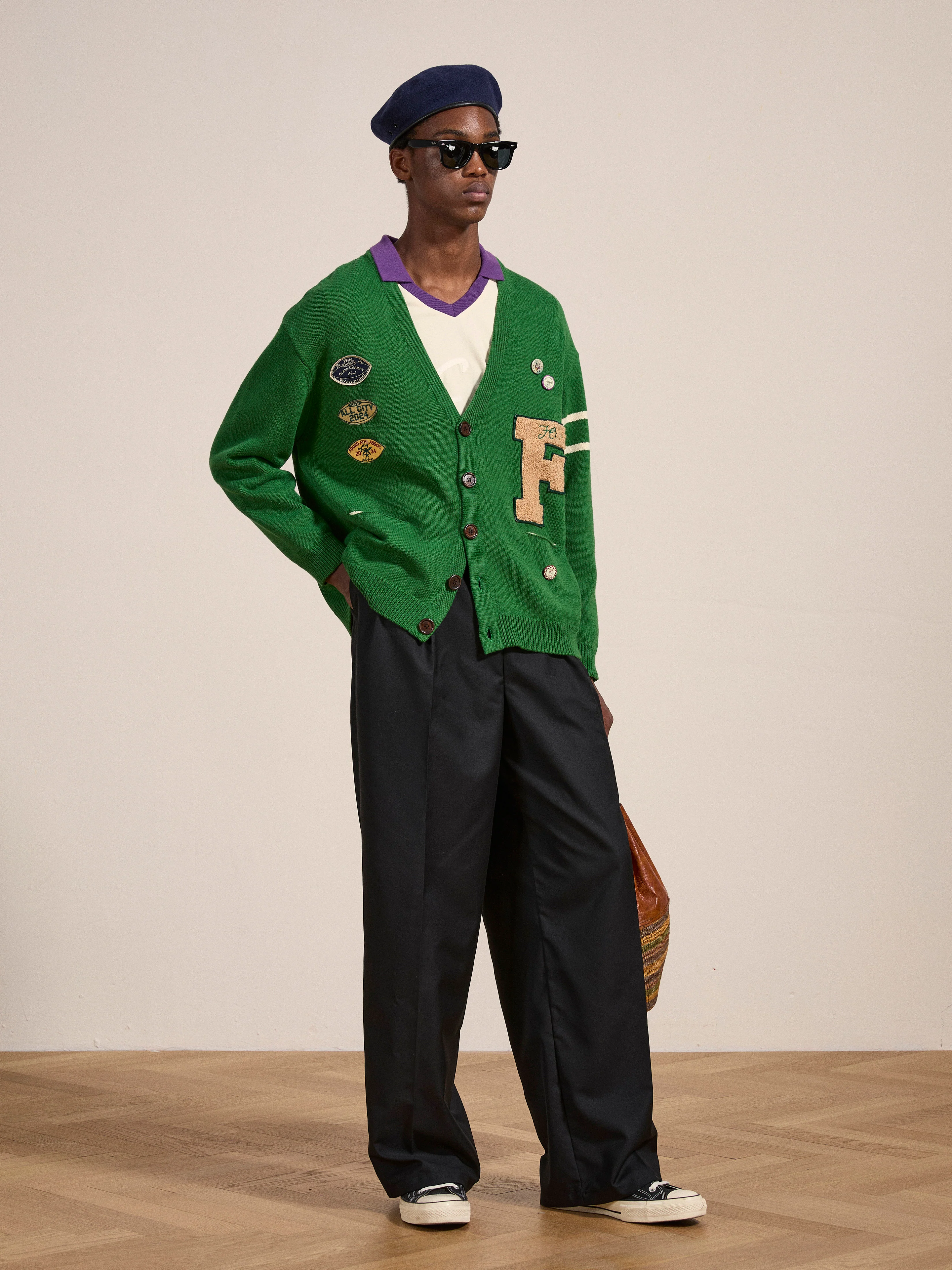 Pineneedle Varsity Knit Cardigan - Image 3