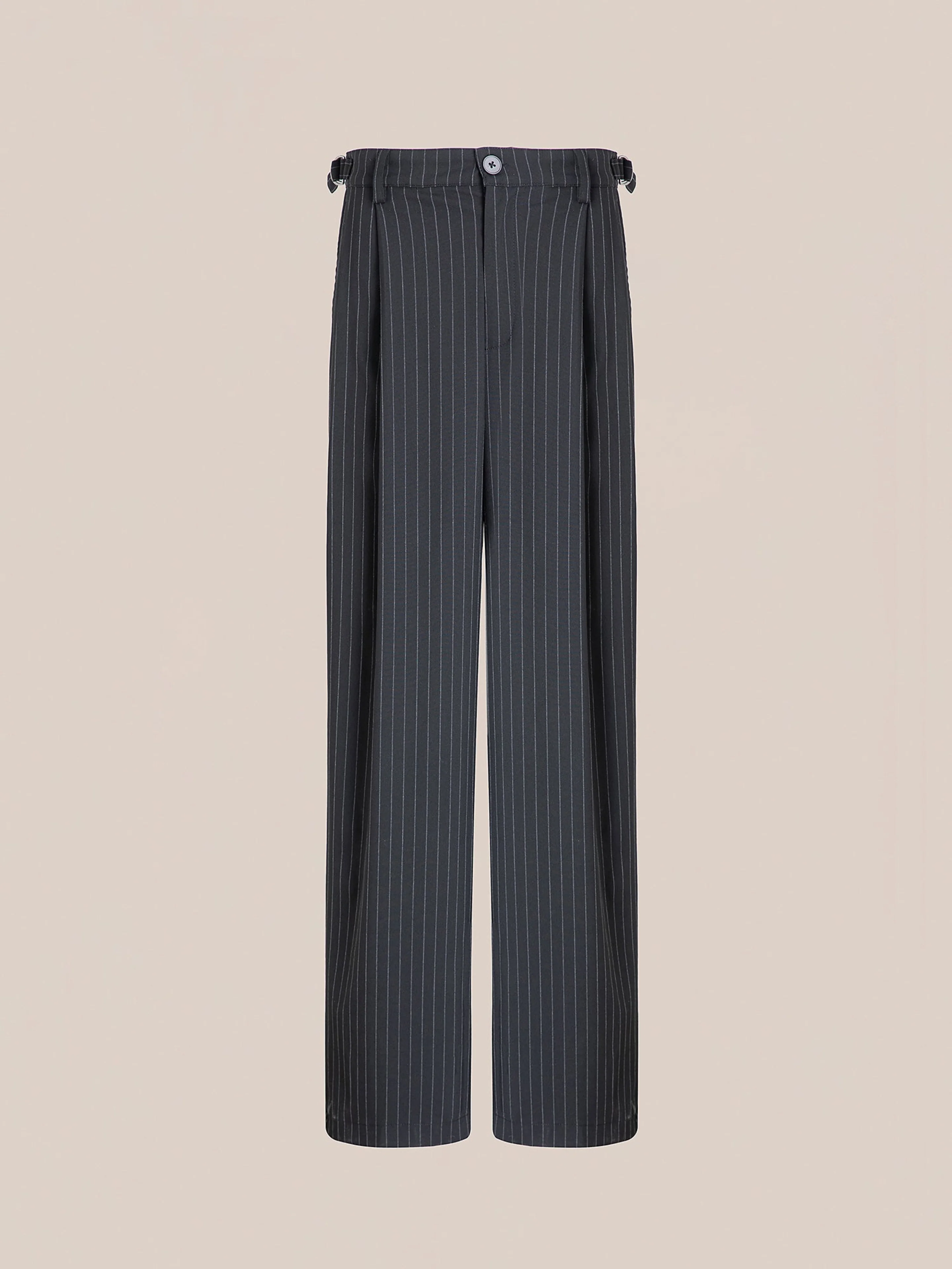 Pinstripe Pleated Trousers - Image 5