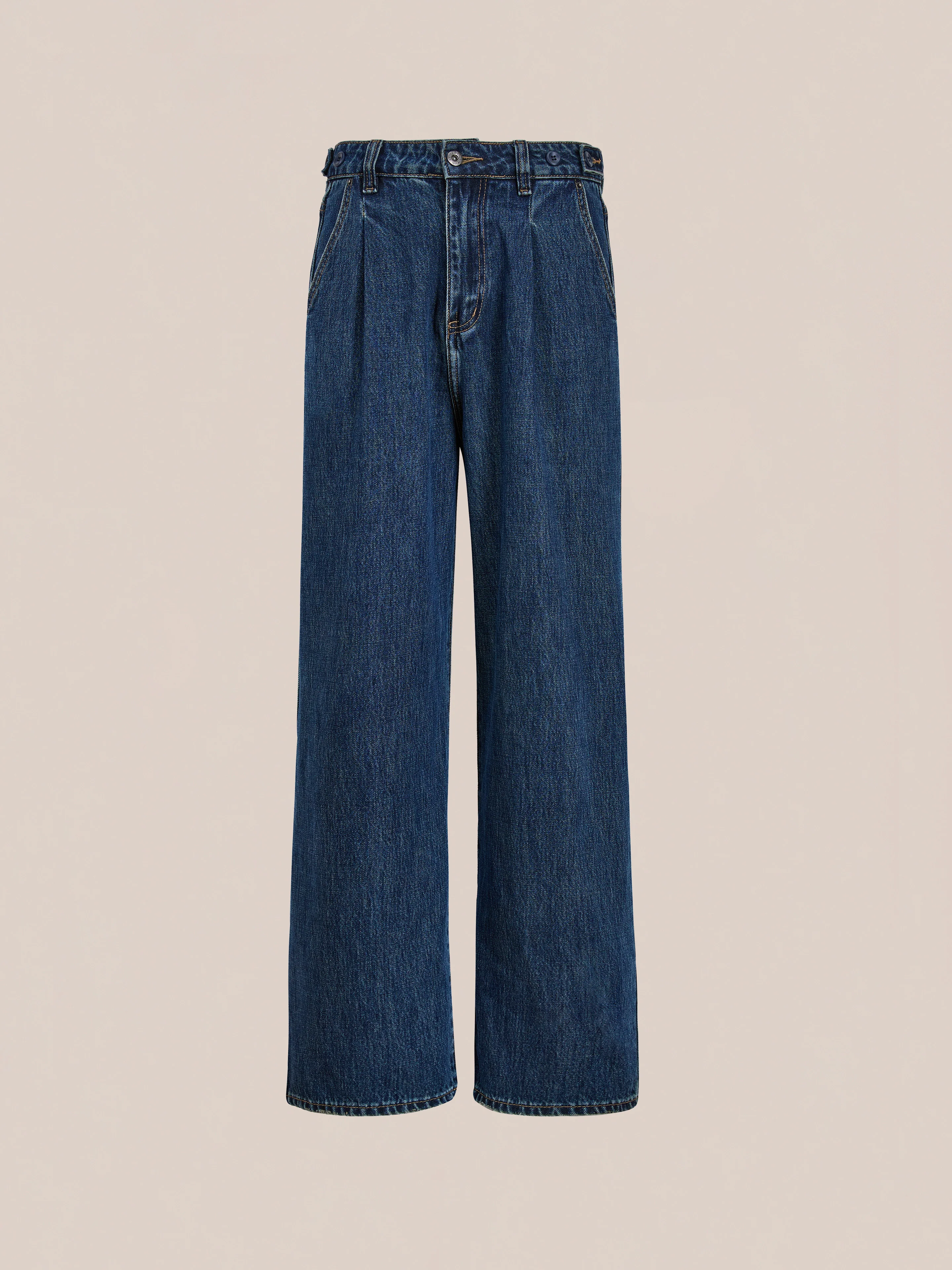 Pleated Relaxed Fit Jeans - Image 4