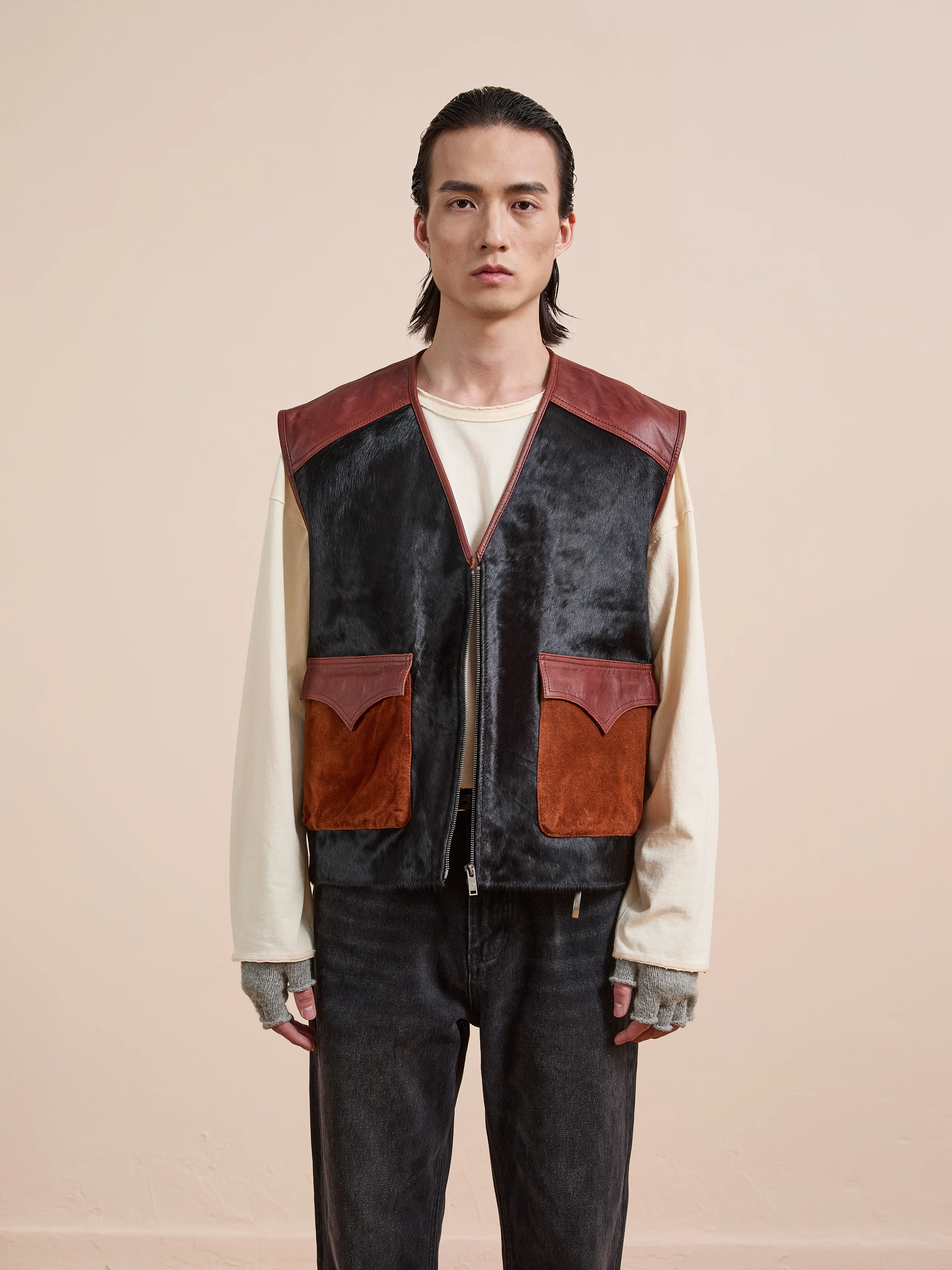 Fur Western Leather Vest