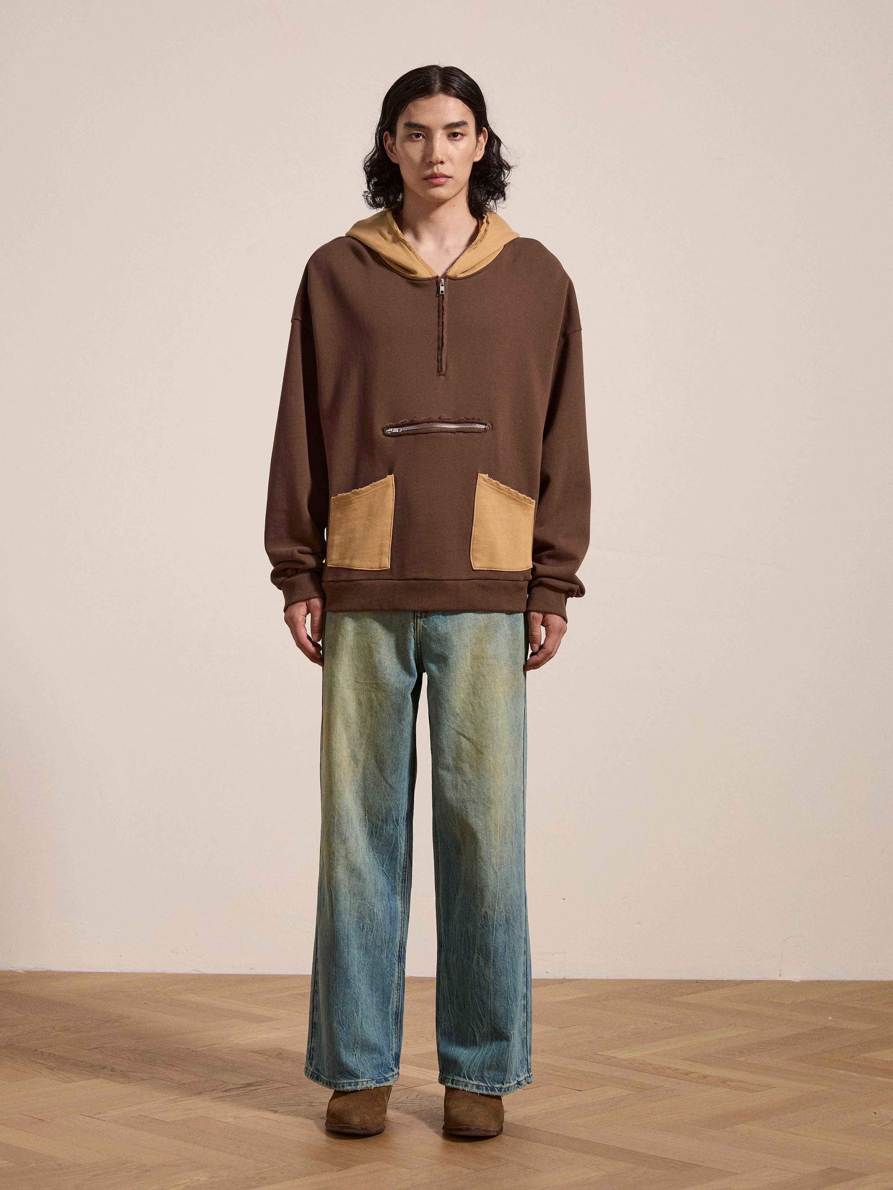 Quarter Zip Two Tone Hoodie - Image 2
