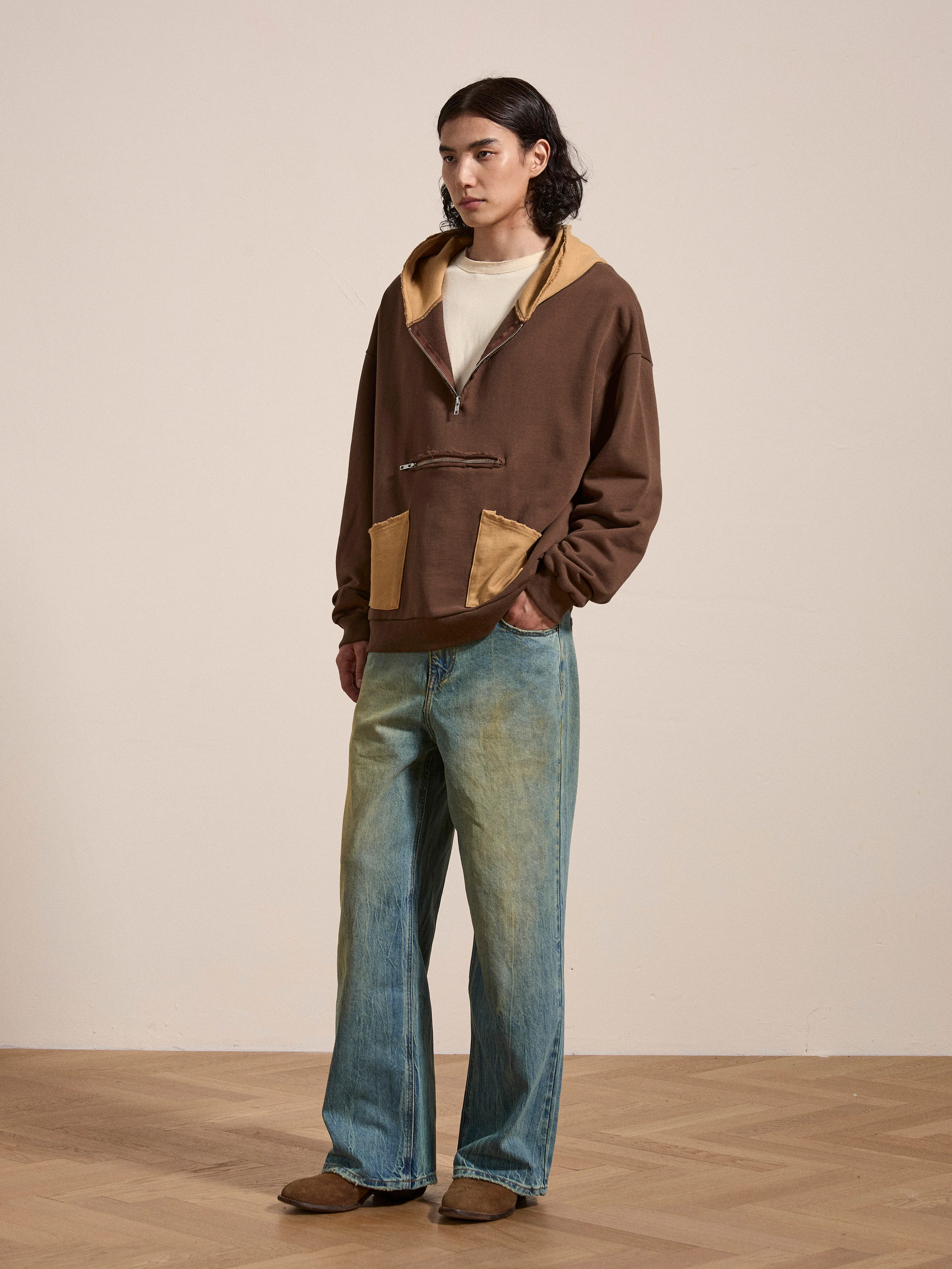 Quarter Zip Two Tone Hoodie - Image 3