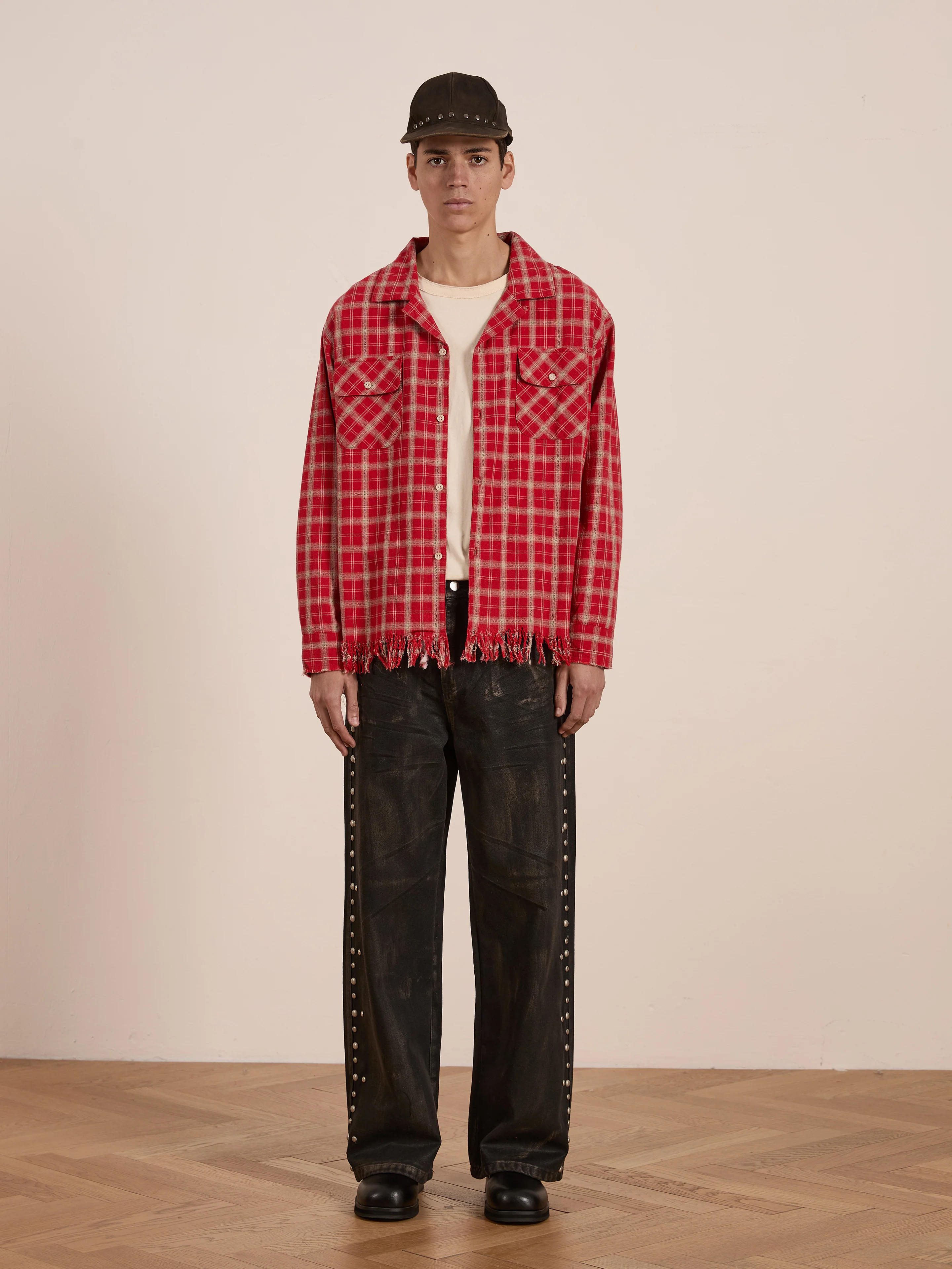 Raw Cut Fringe Plaid Camp Shirt - Image 3