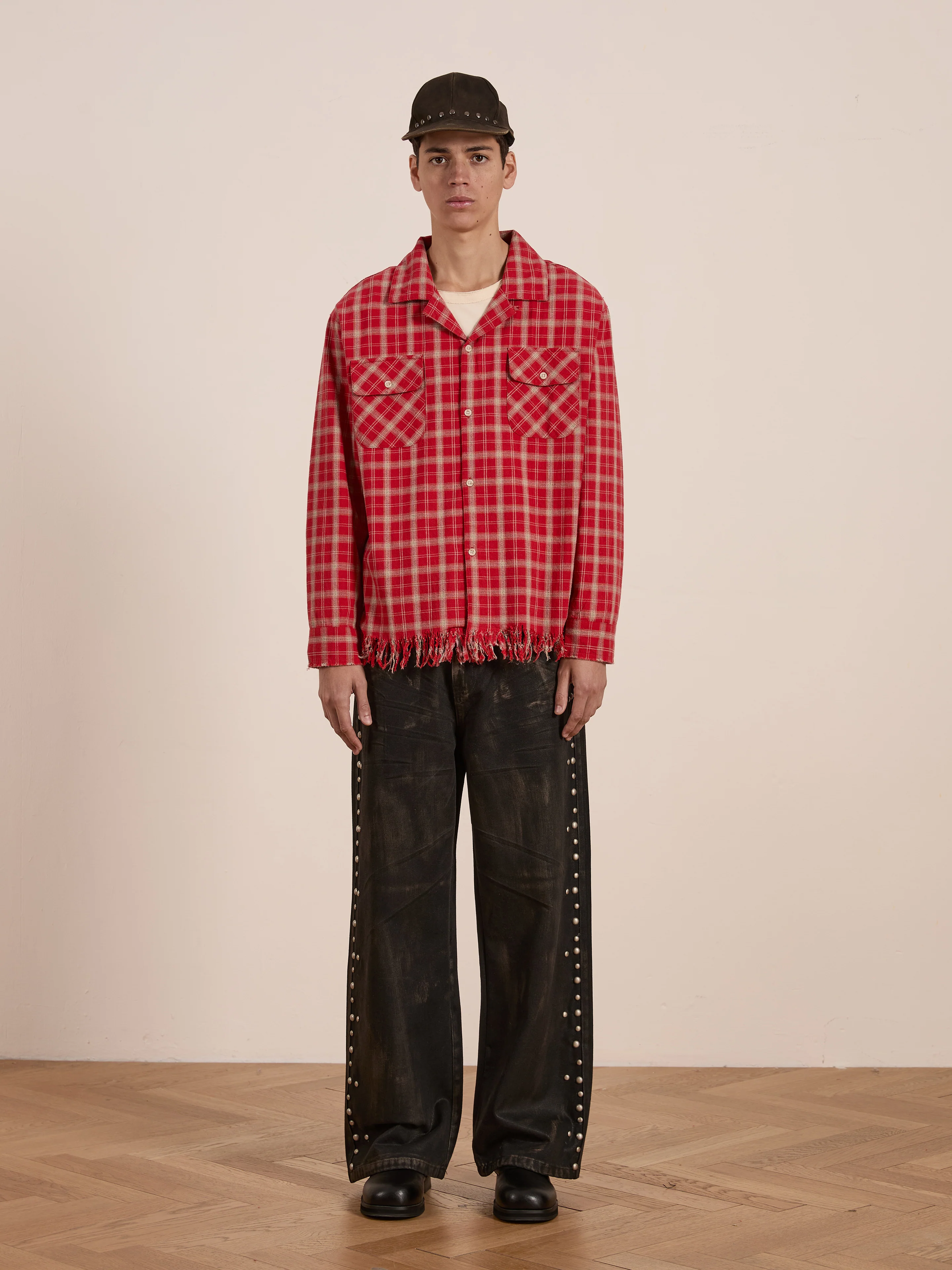 Raw Cut Fringe Plaid Camp Shirt - Image 9
