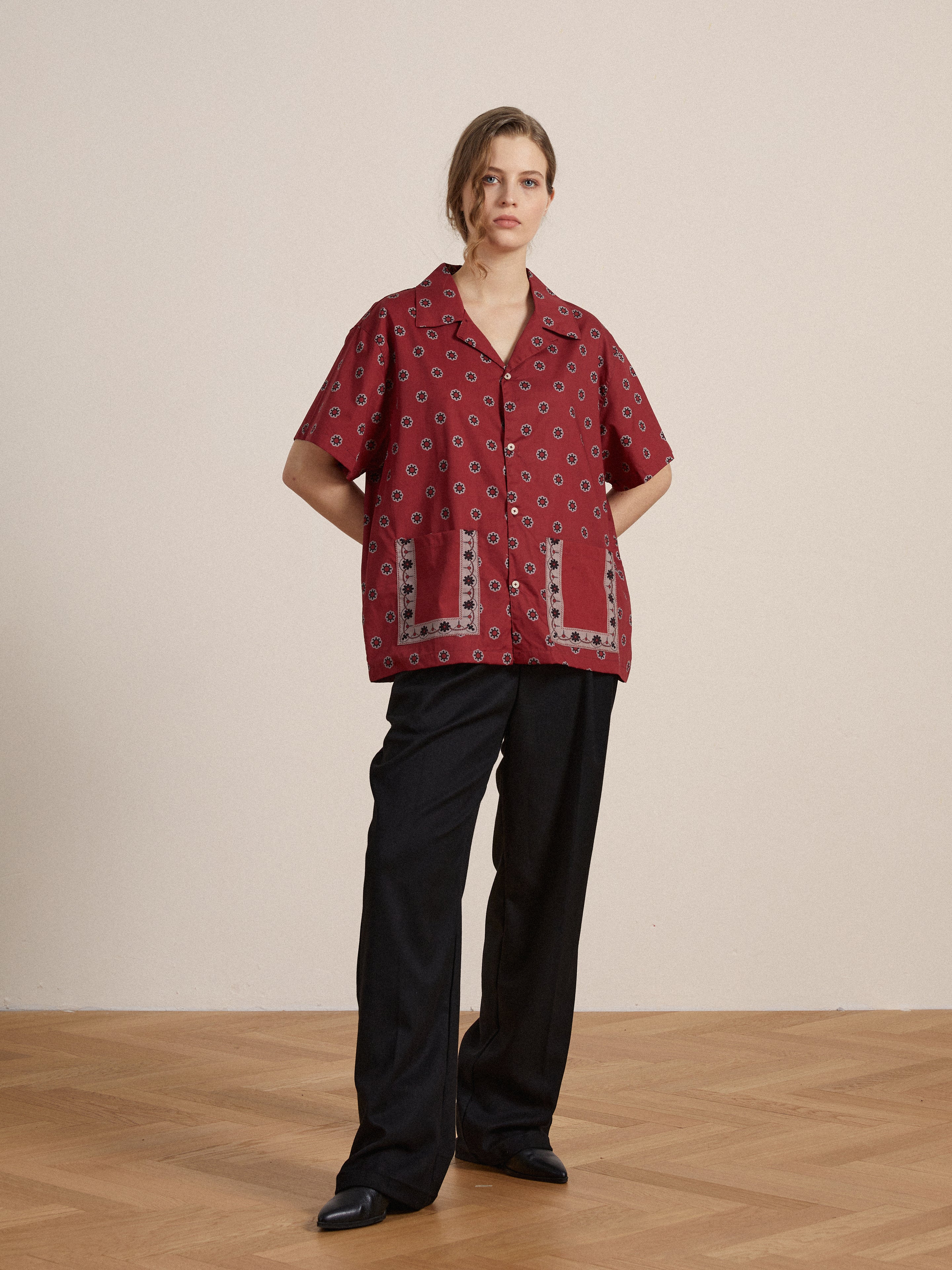 Red Motif SS Camp Shirt - Image 3