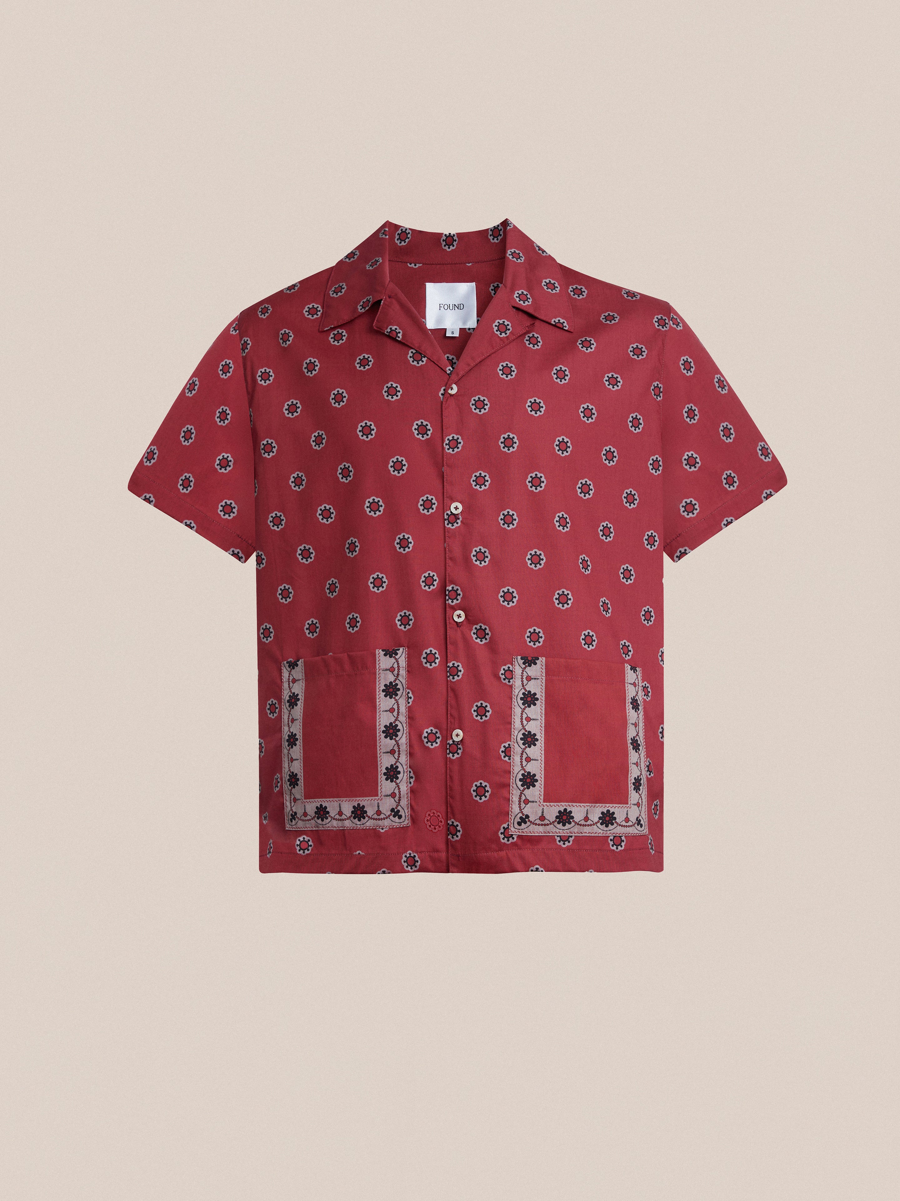 Red Motif SS Camp Shirt - Image 5