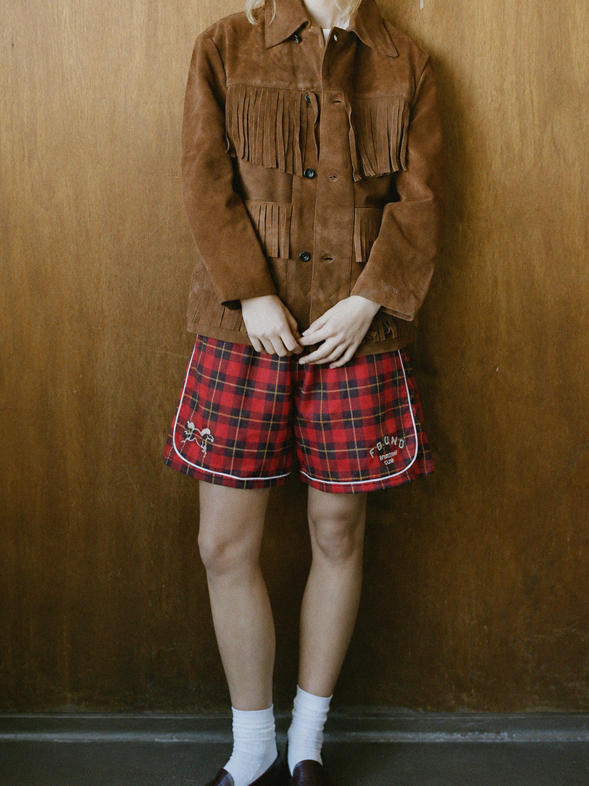 Red Plaid Track Shorts - Image 2