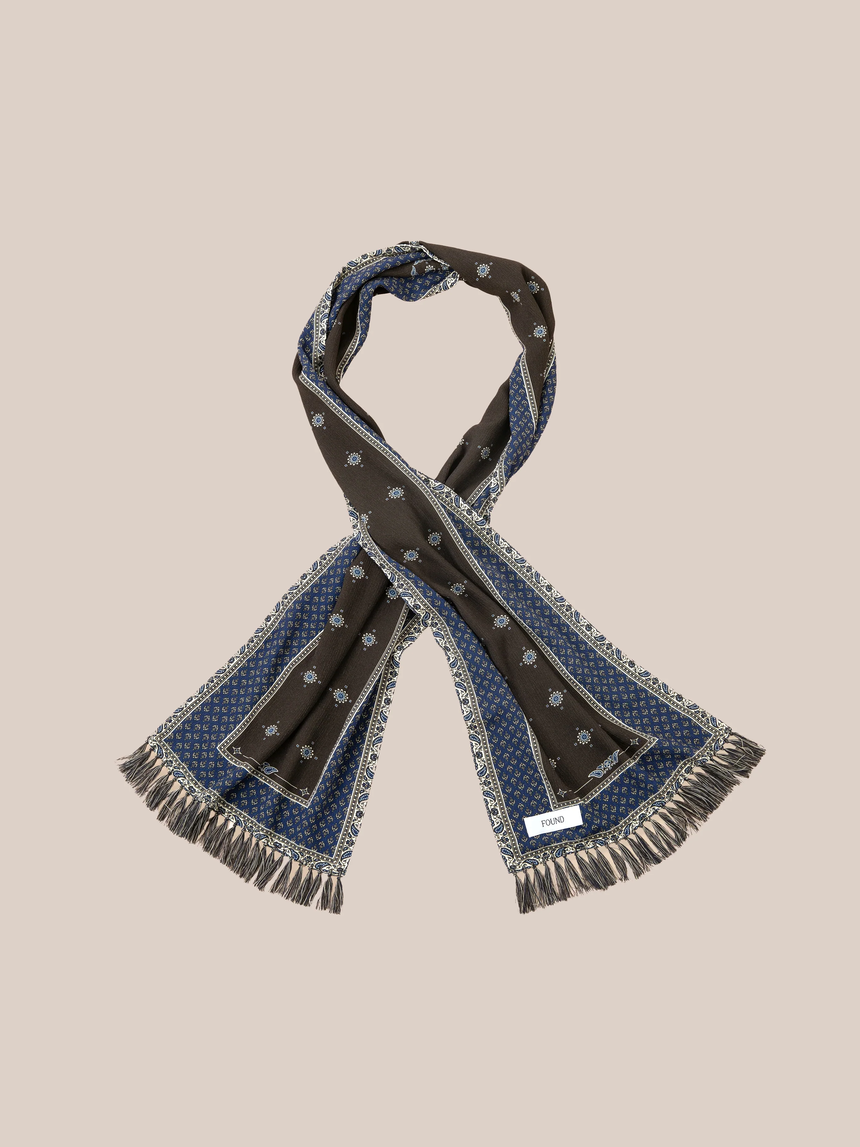 Black Royal Blue Print Scarf