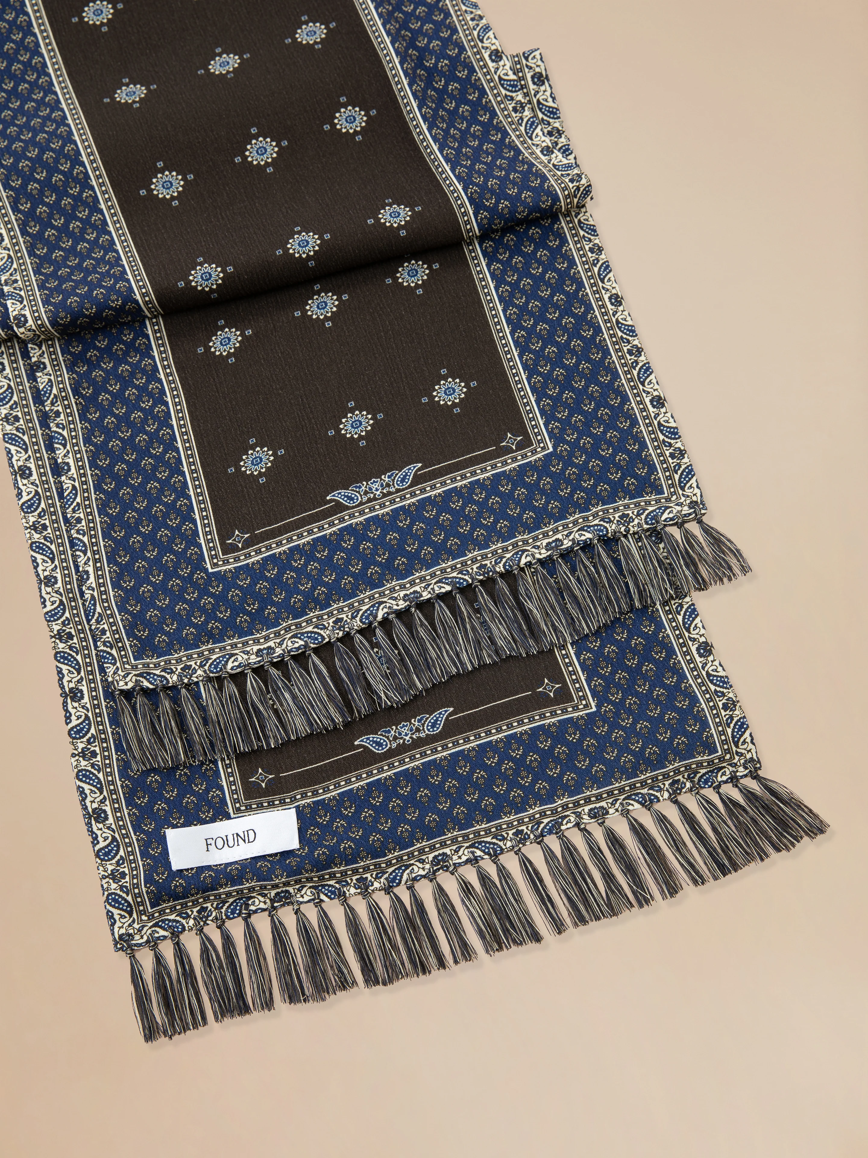Black Royal Blue Print Scarf - Image 3