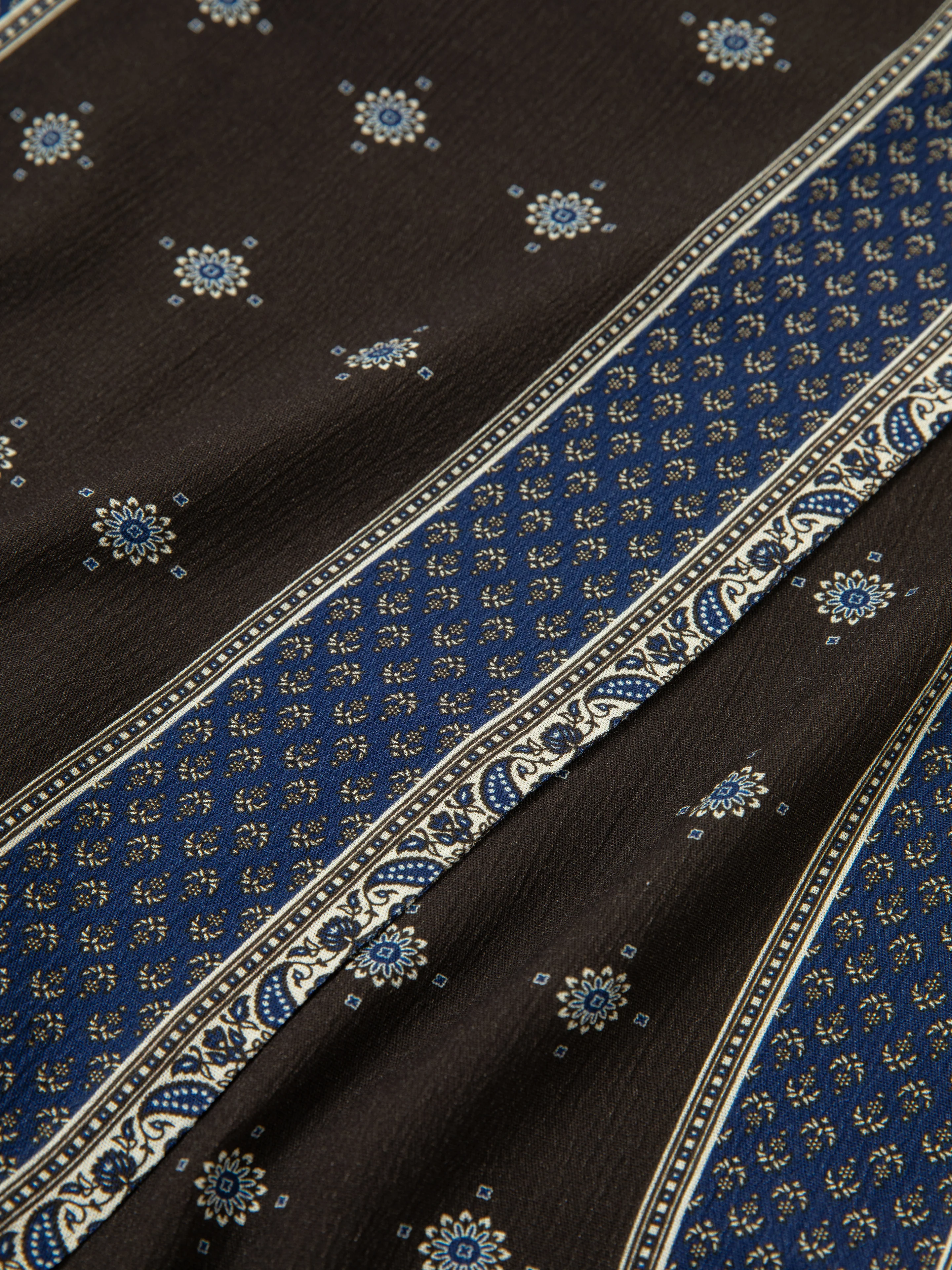 Black Royal Blue Print Scarf - Image 5