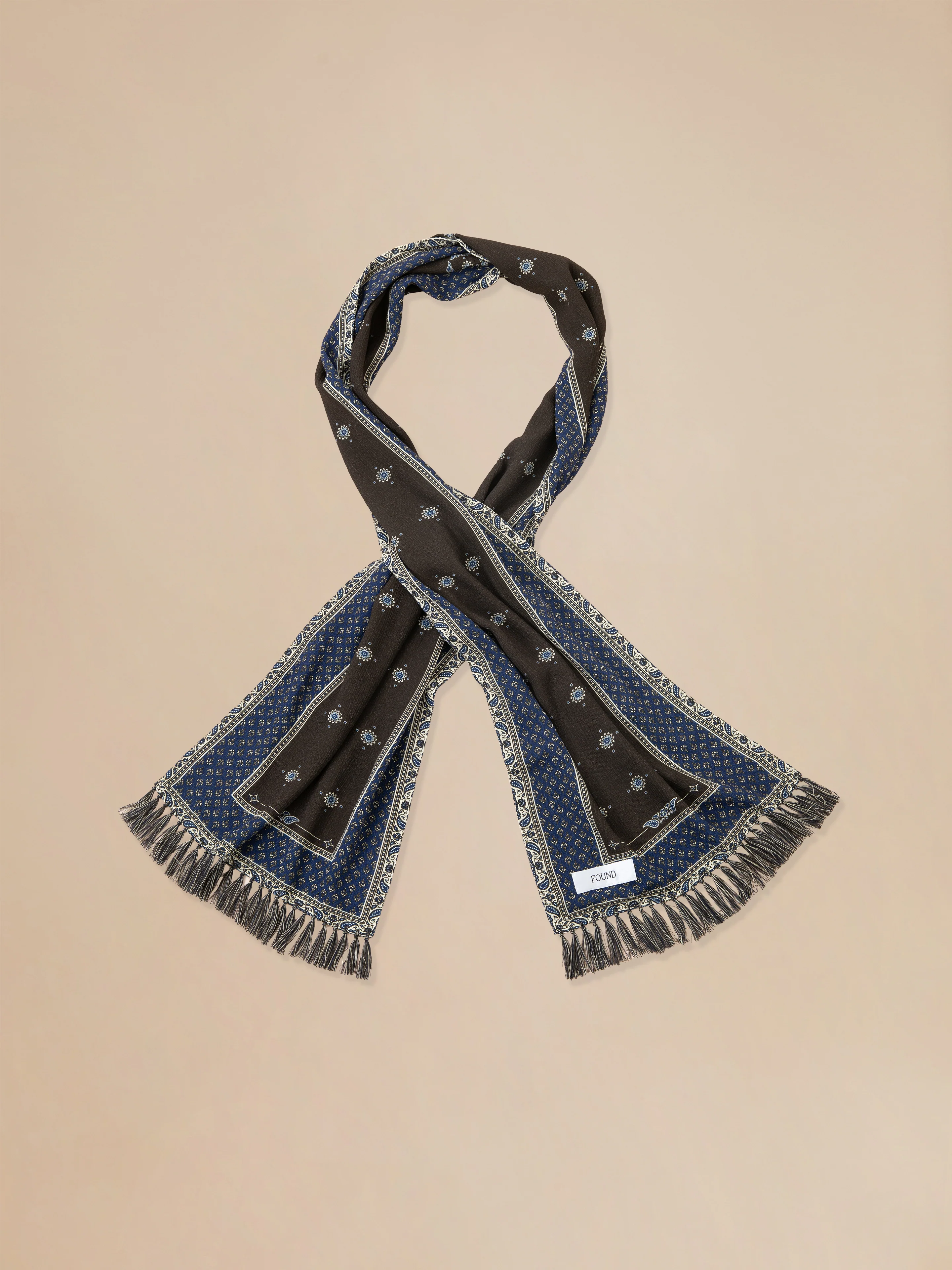 Black Royal Blue Print Scarf - Image 7